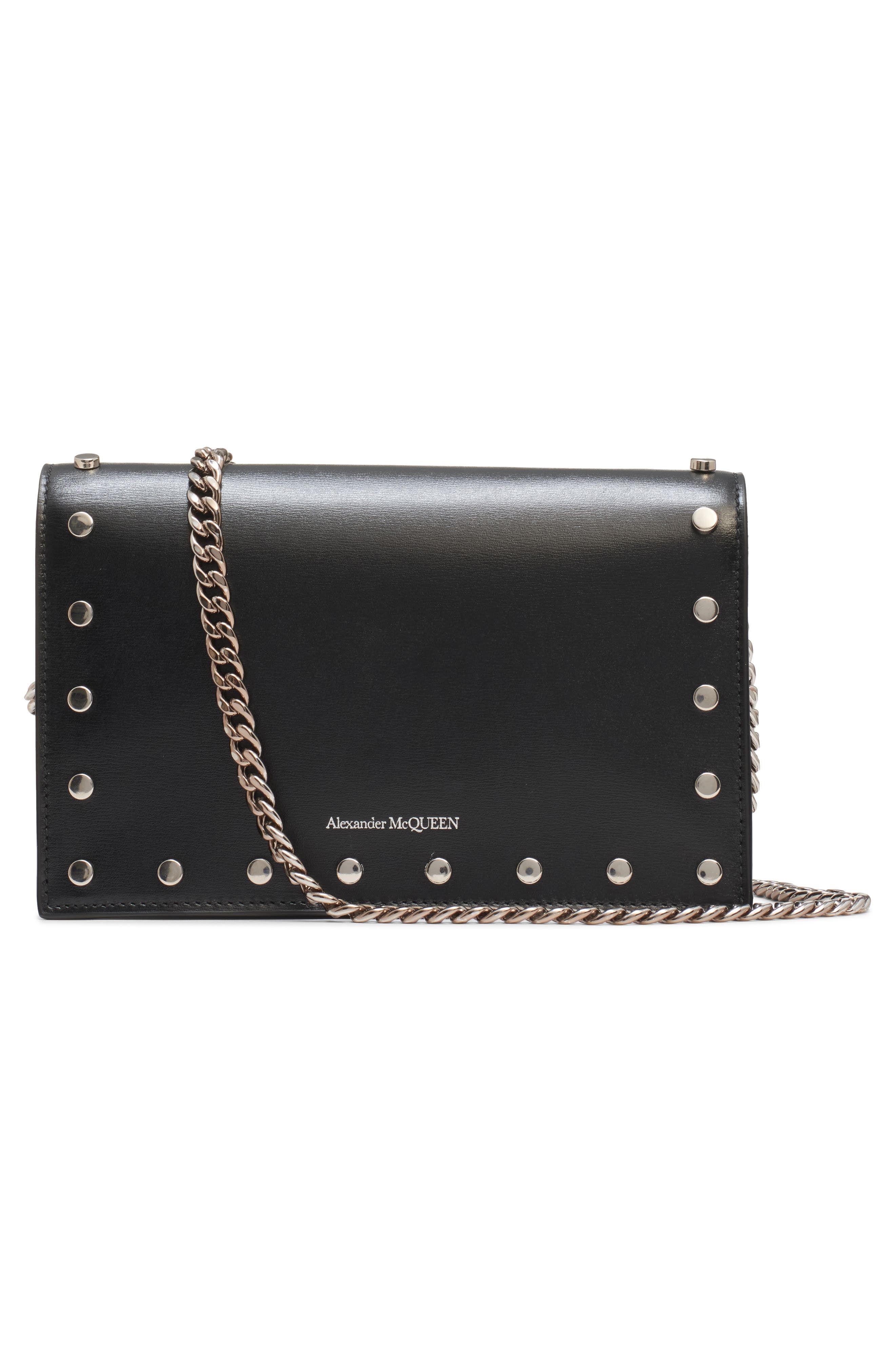 McQueen Small Skull Leather Crossbody Bag in Black/Silver at Nordstrom - 3