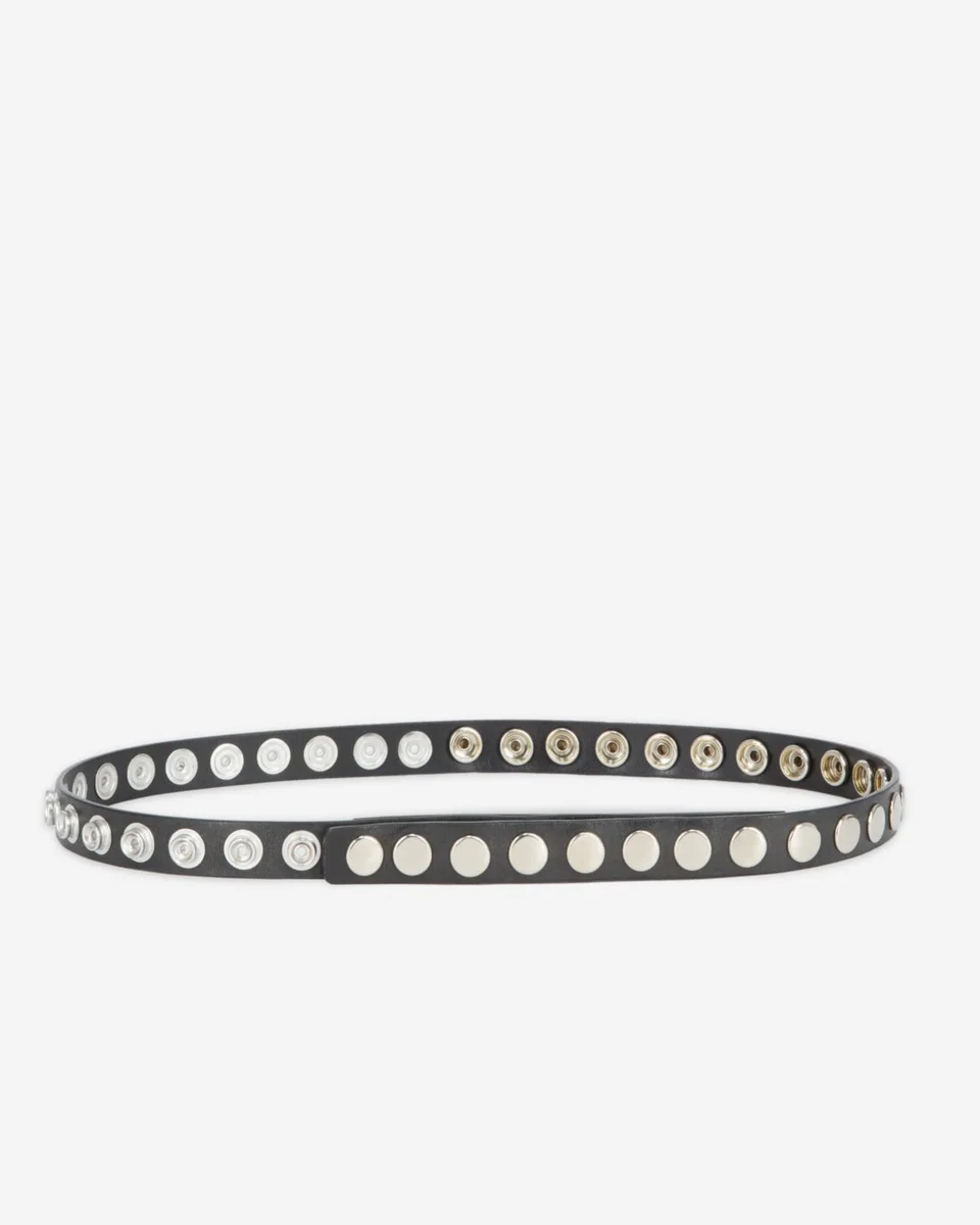 THIN BLACK LEATHER BELT - 1