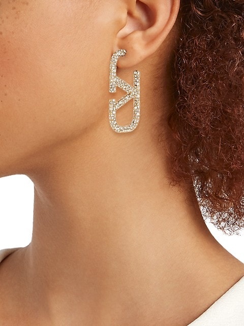 Valentino VLogo Crystal-Embellished Goldtone Earrings