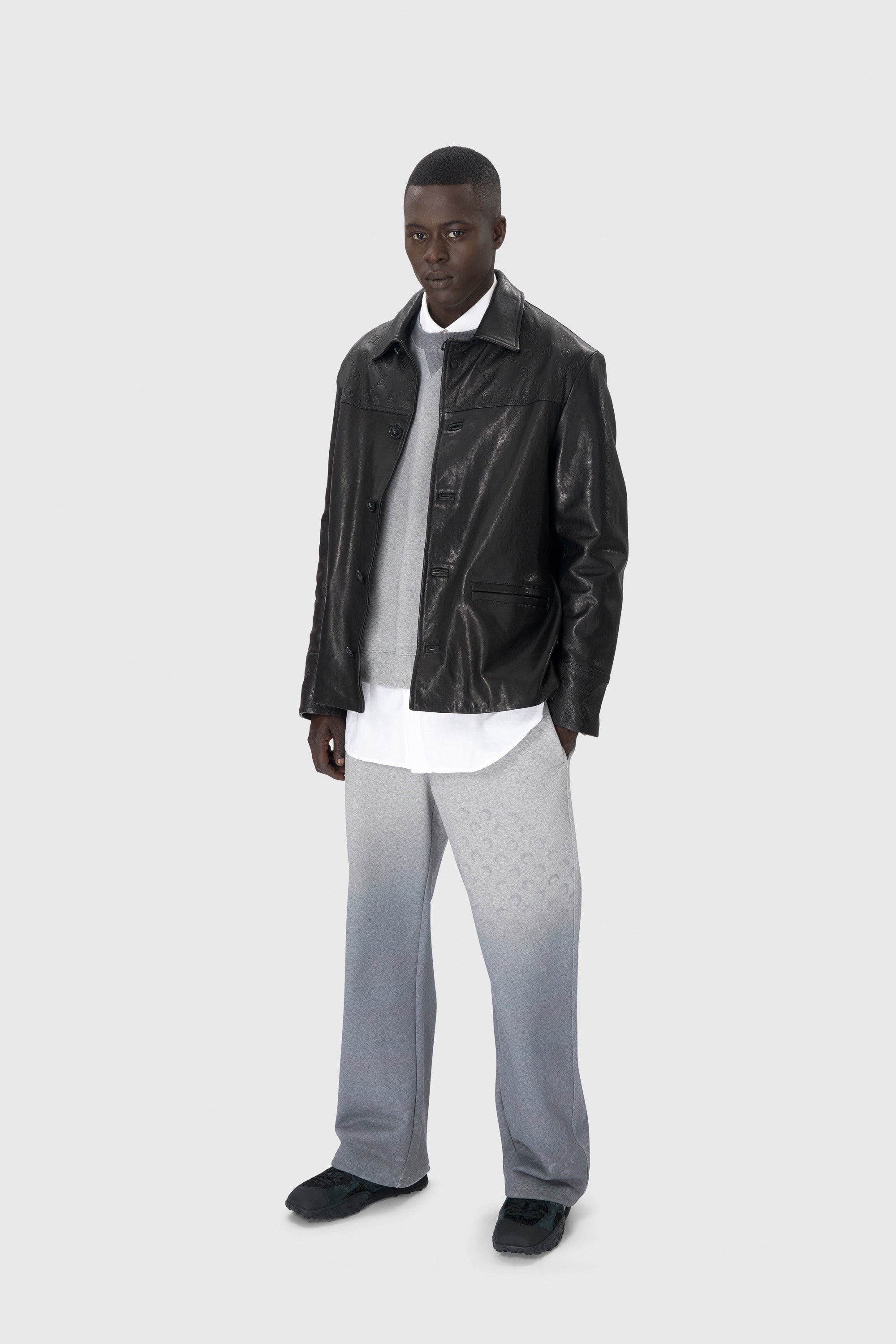 Moonogram Embossed Leather Boxy Jacket - 2