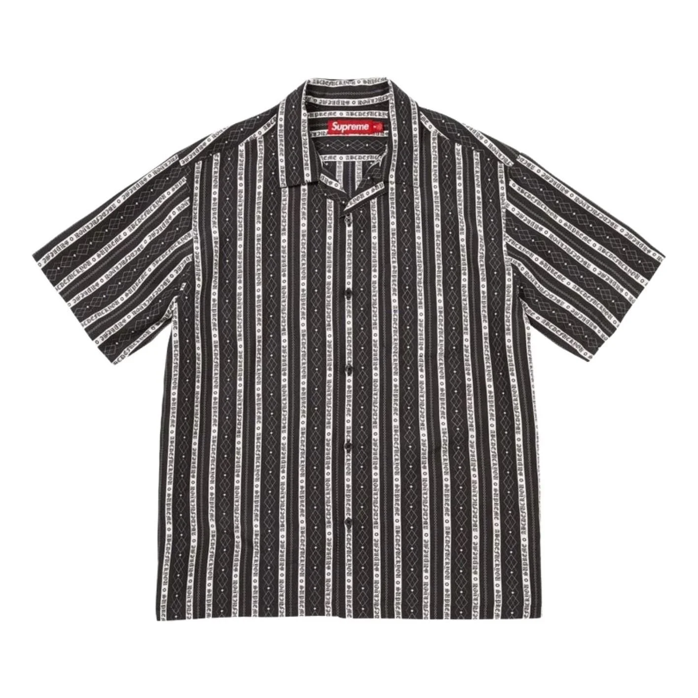 Supreme SS26 Old English Stripe Silk S/S Shirt 'Black' SUP-SS26-299-BLK - 1