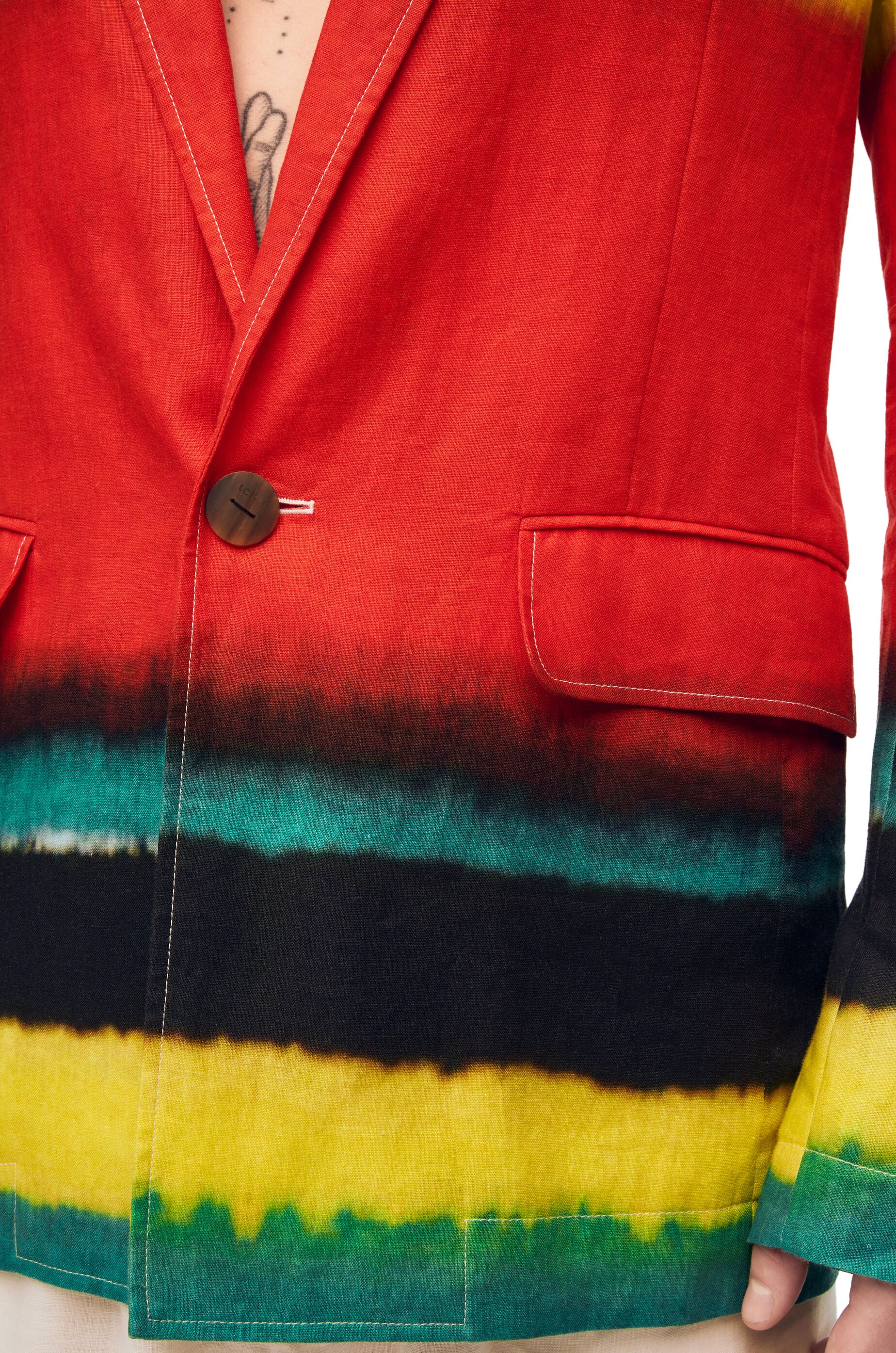 Stripes single breasted jacket in linen - 5