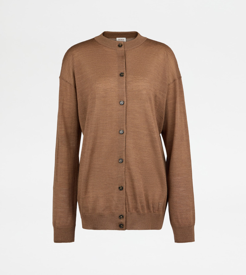 CARDIGAN IN WOOL - BROWN 1