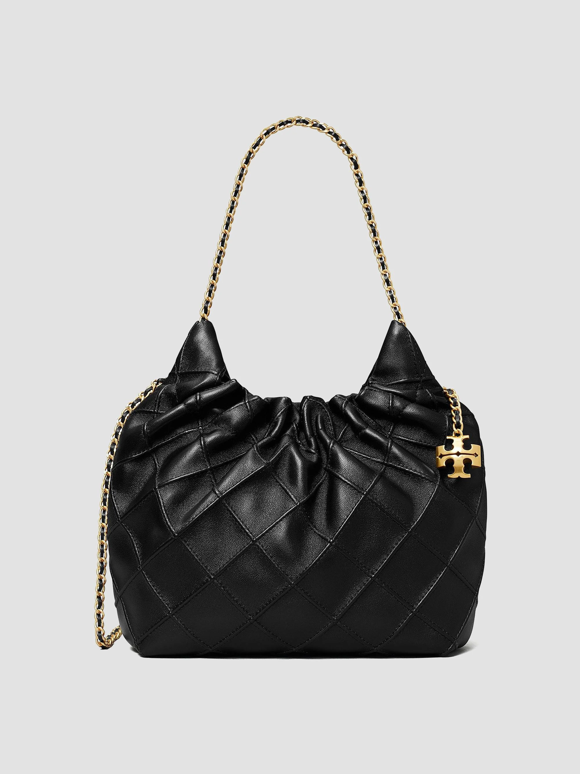 Women's Fleming Mini Leather Hobo Bag - Black - 1