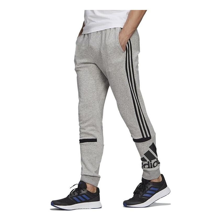 adidas Logo Printing Contrasting Colors Bundle Feet Sports Pants Gray GK8964 - 1