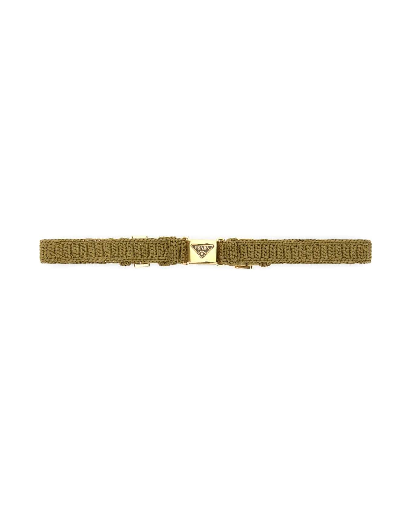 Prada Khaki Raffia Belt | italist | REVERSIBLE