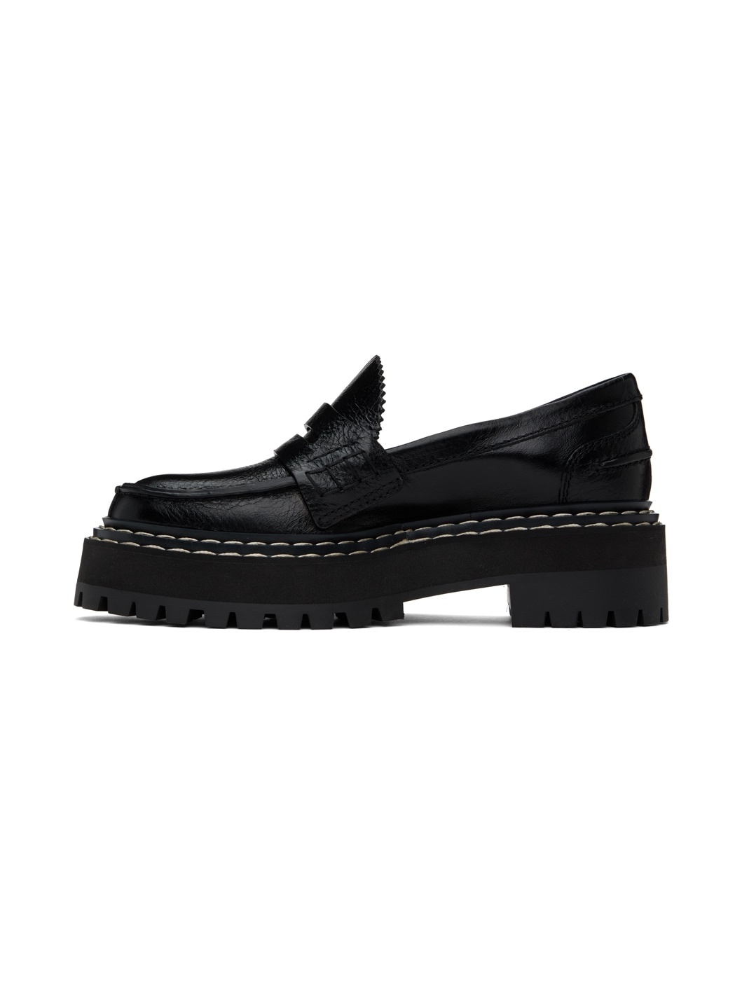 Black Lug Sole Platform Loafers - 3