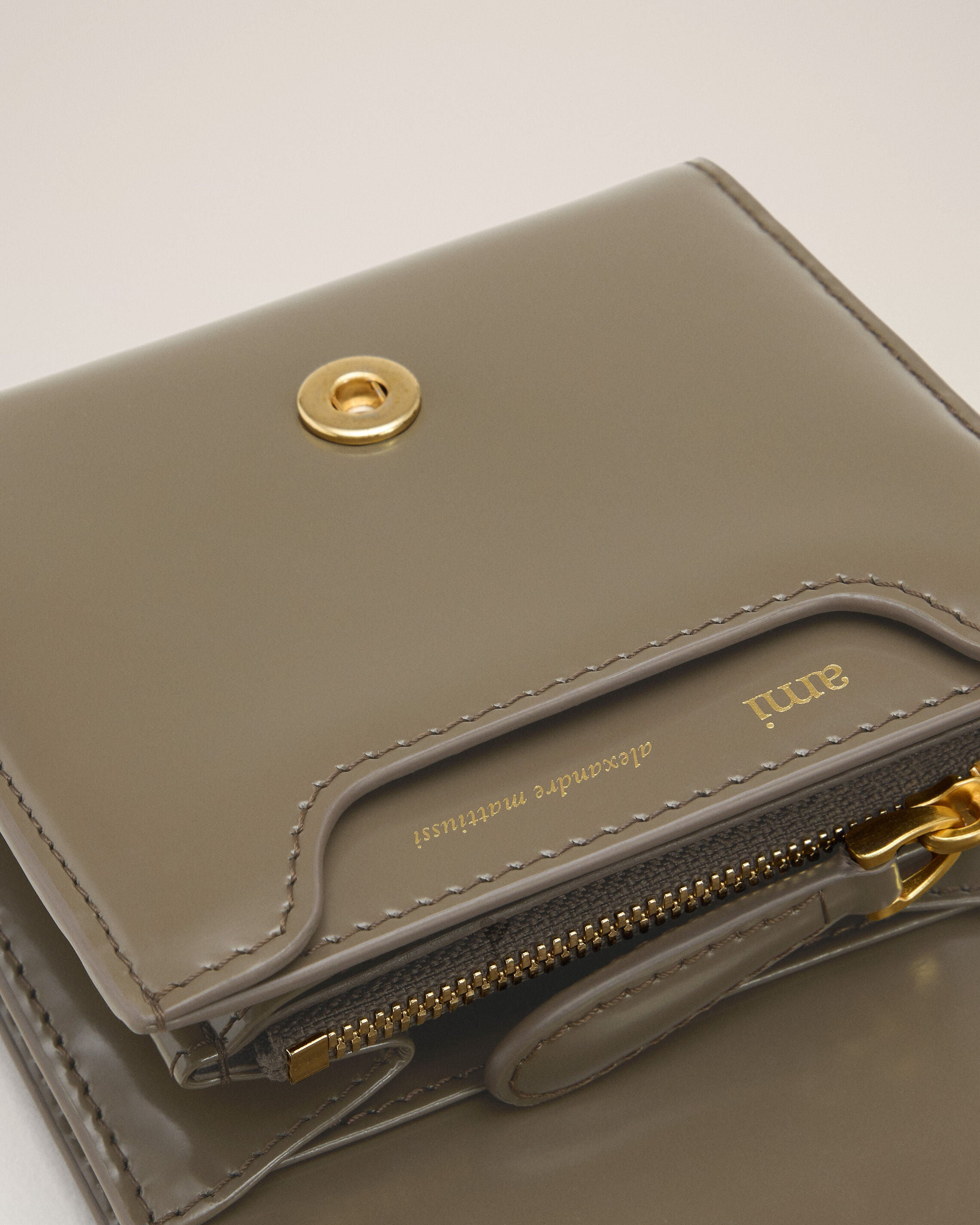 GREY GLAZED LEATHER PARIS PARIS COMPACT WALLET - 3