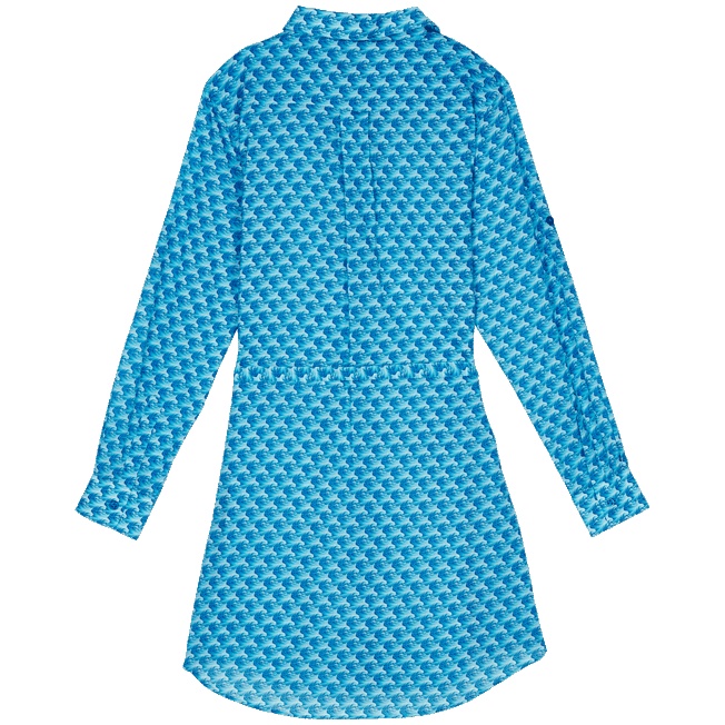 Women Cotton Shirt Dress Micro Waves - 2