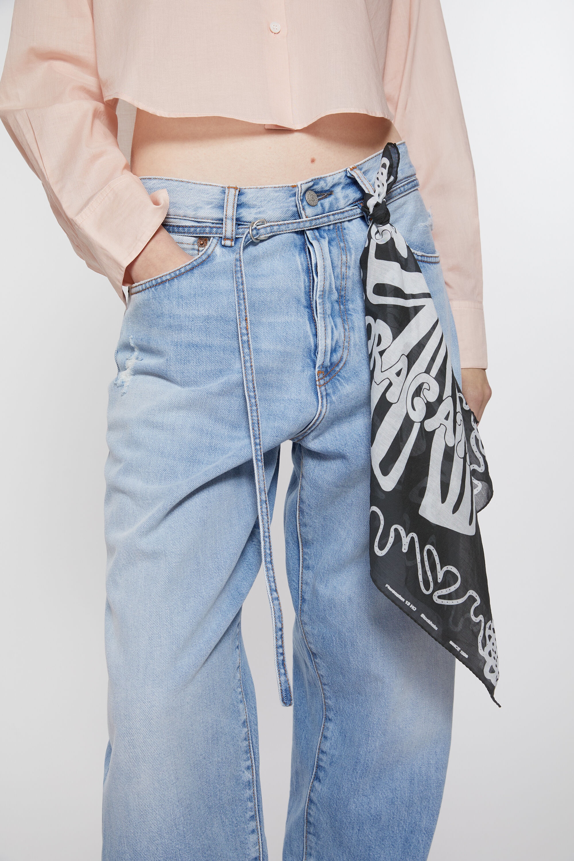 Printed square scarf - Black/white - 2
