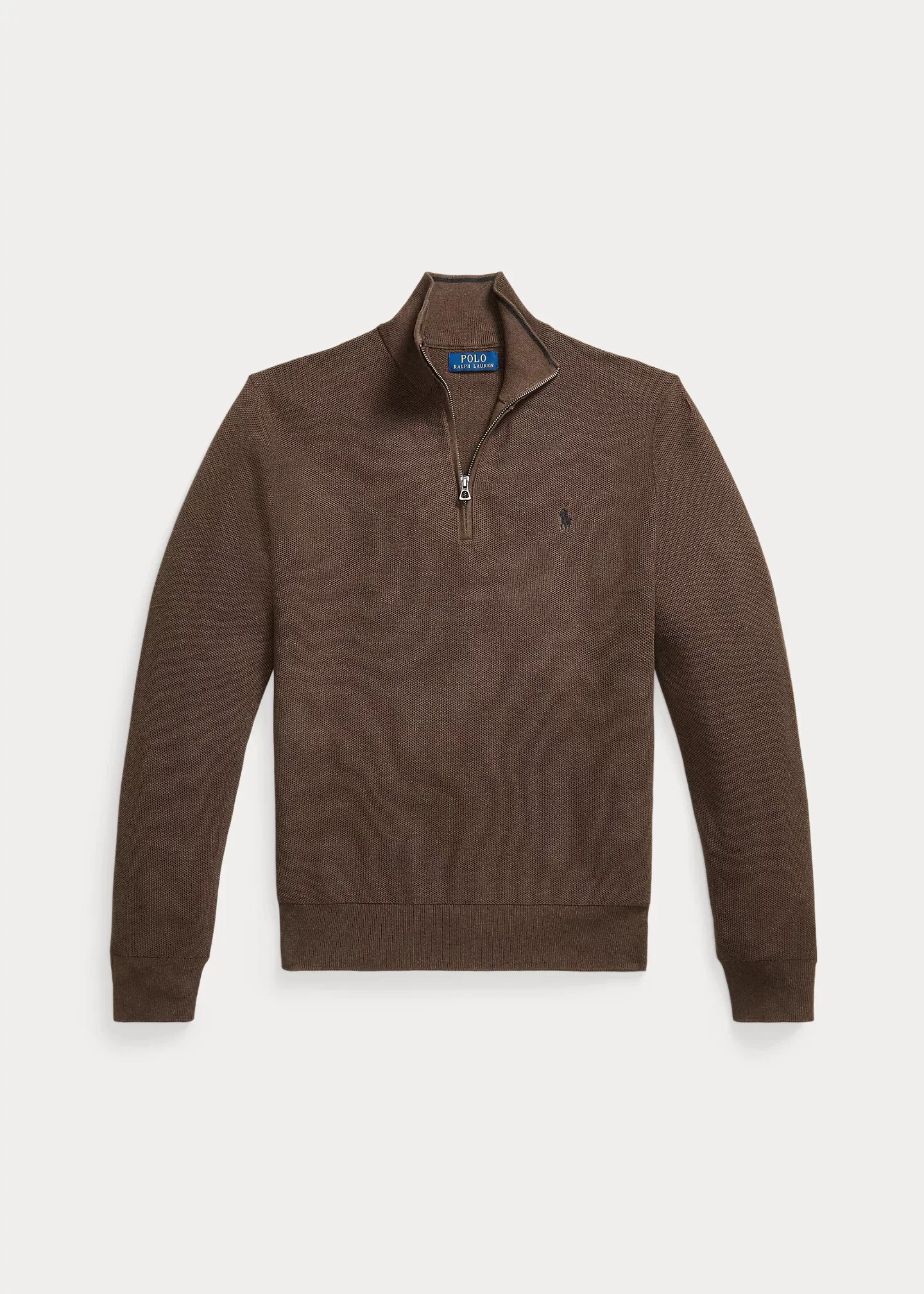 Mesh-Knit Cotton Quarter-Zip Sweater - 1