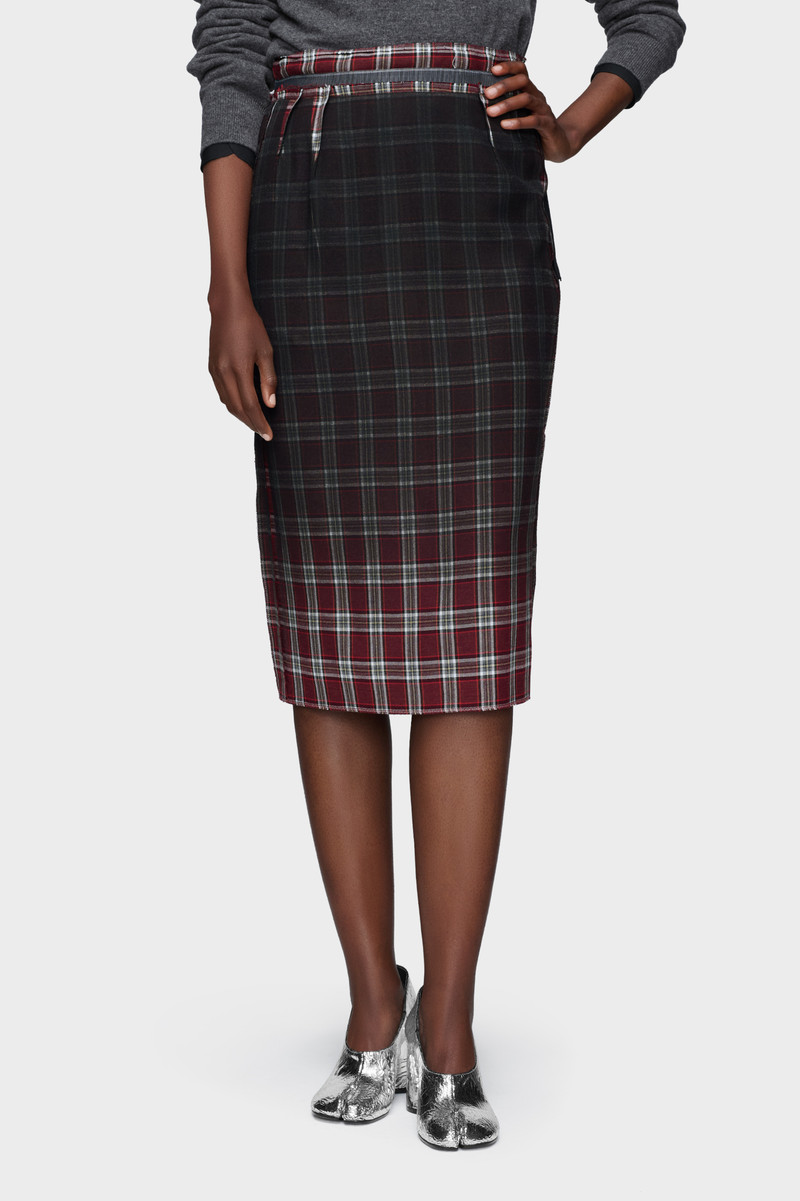 Maison Margiela Faded check wool skirt outlook
