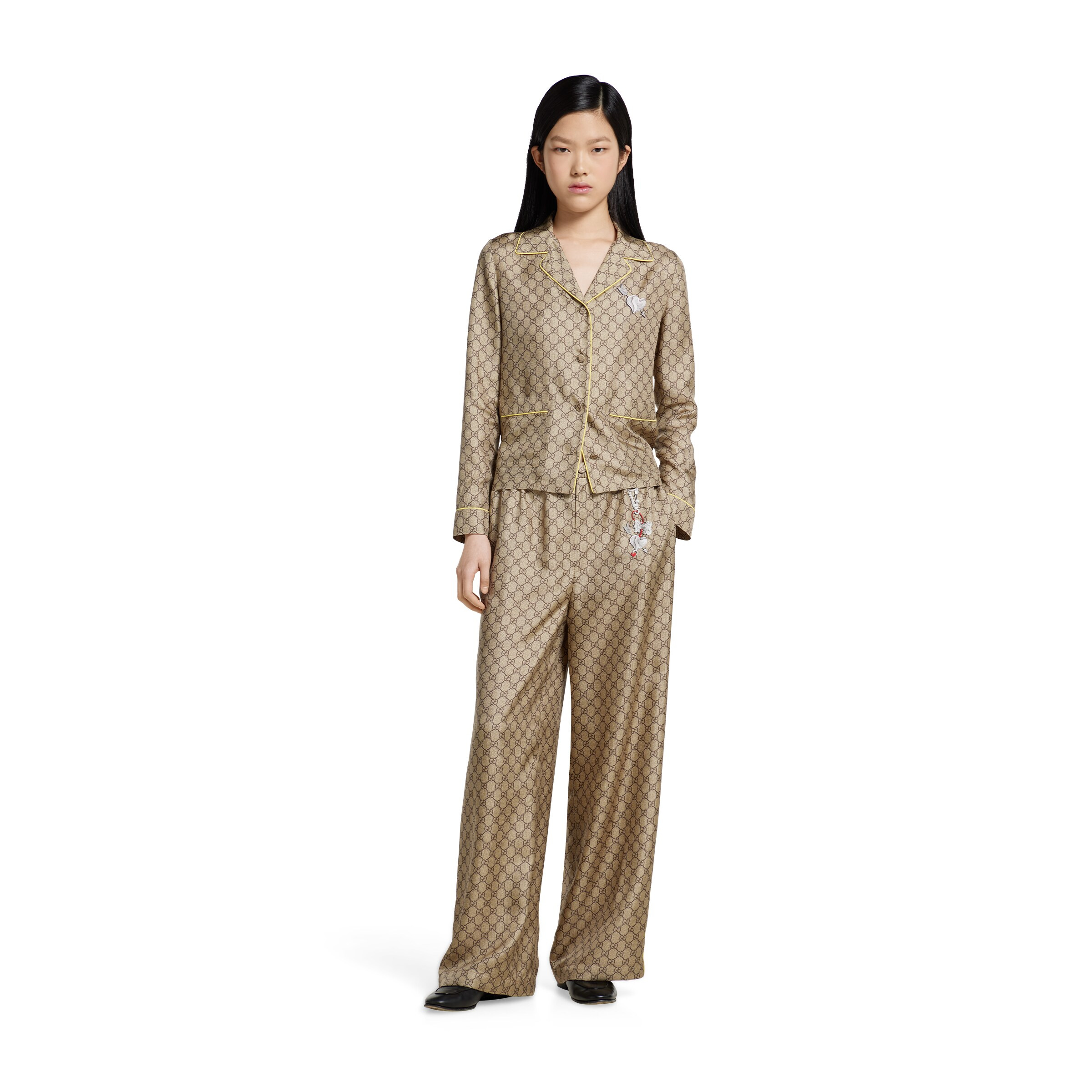 GG silk twill shirt with print - 2