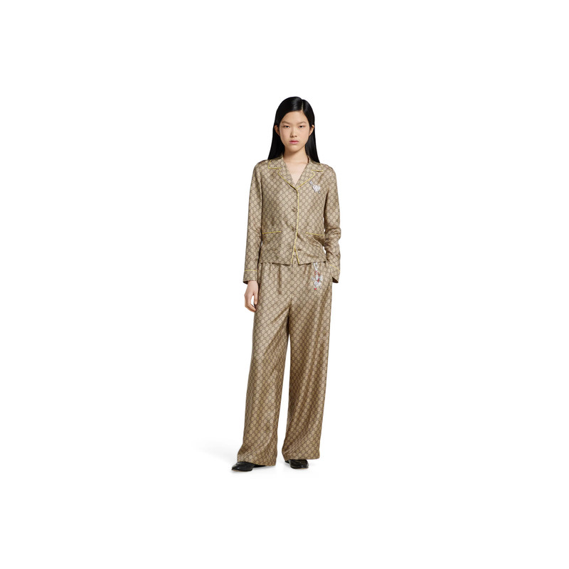 GUCCI GG silk twill shirt with print outlook