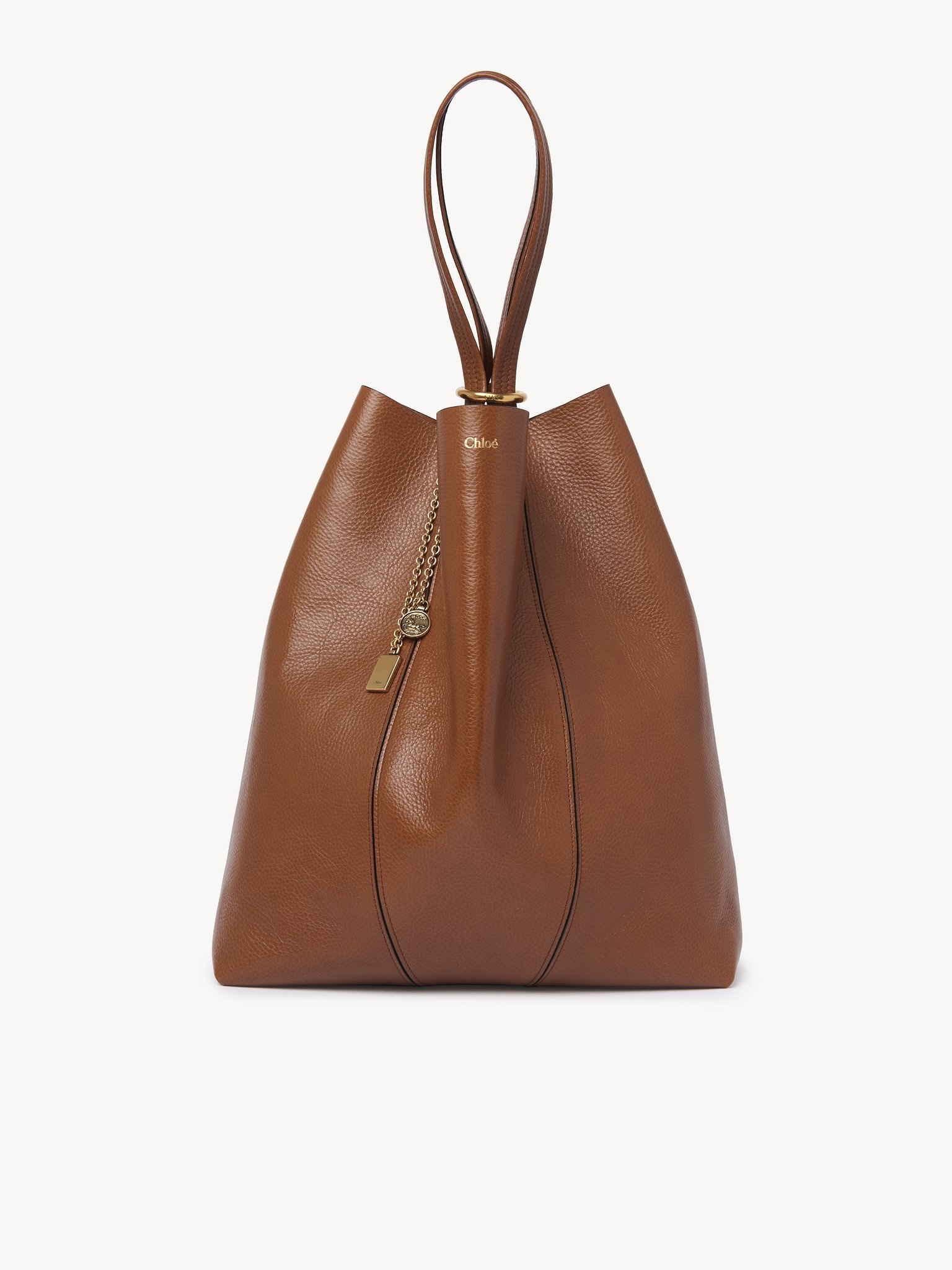 LARGE CHLOÉ SPIN TOTE BAG IN GRAINED LEATHER - 1