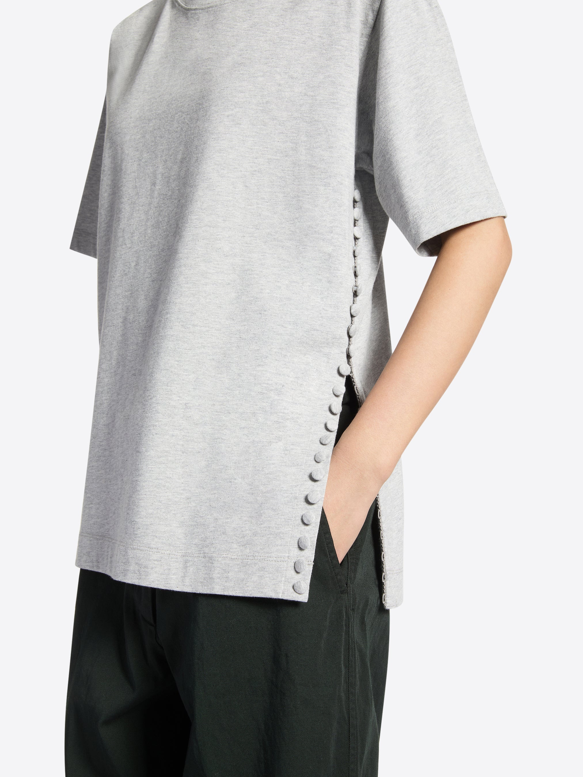 BUTTONED COTTON TEE - 5