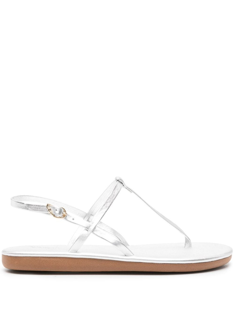Lito logo-debossed metallic leather sandals 1