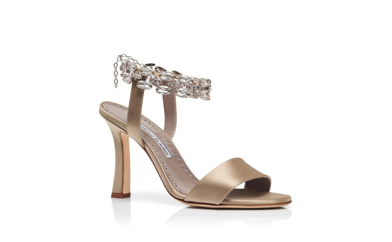 Light Brown Satin Embellished Sandals 3