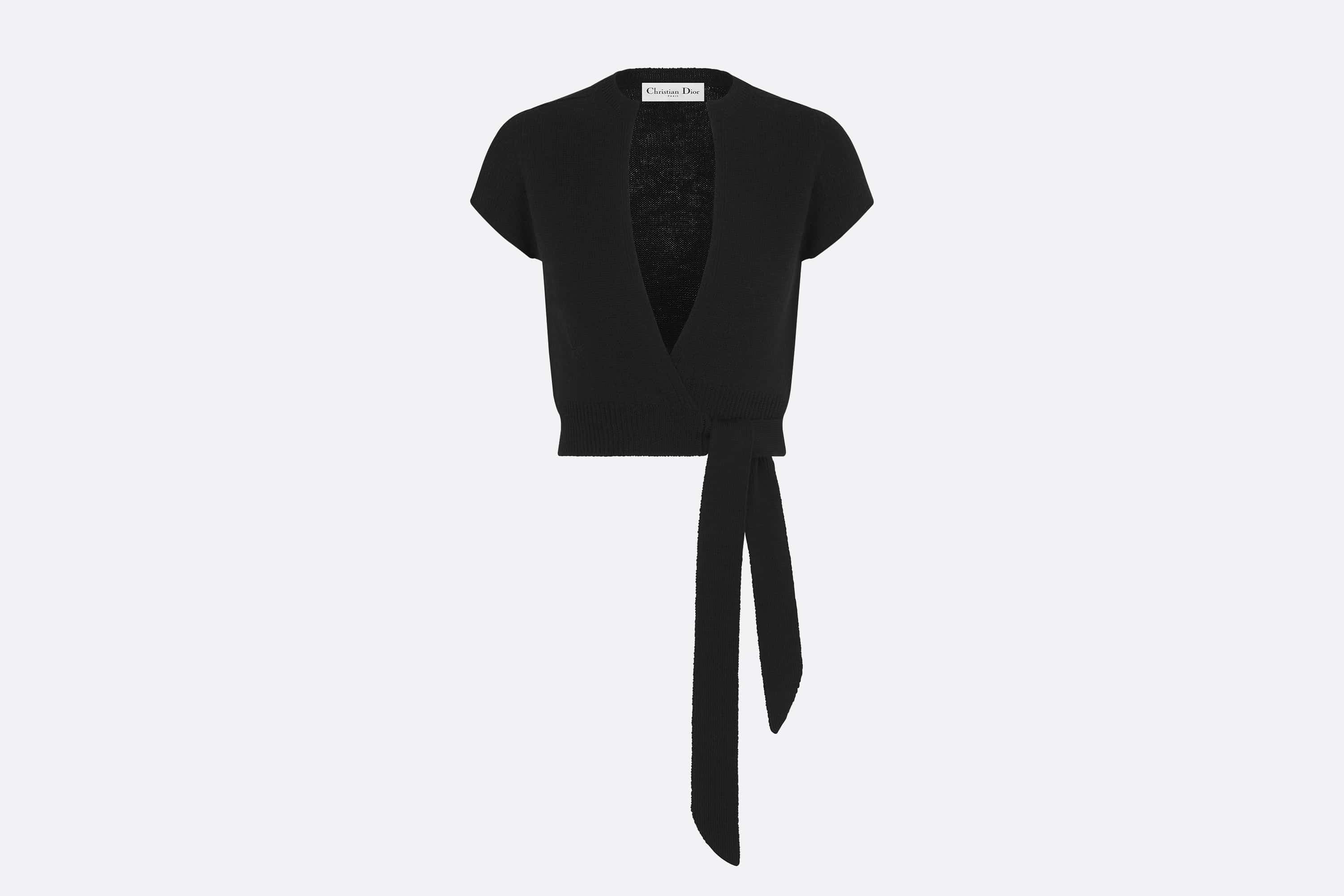 Short-Sleeved Wrap-Over Sweater - 1