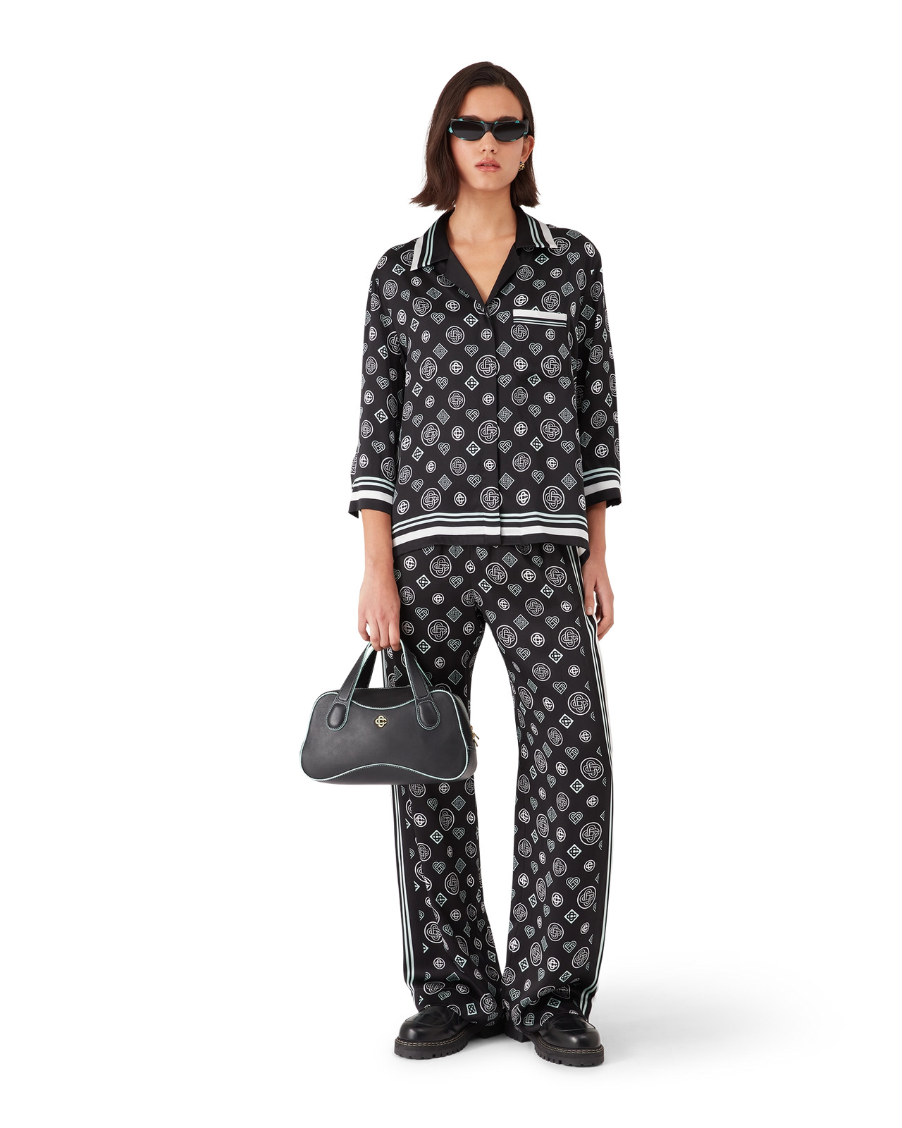 Monogram Pyjama Silk Satin Trousers | Casablanca Paris - 4