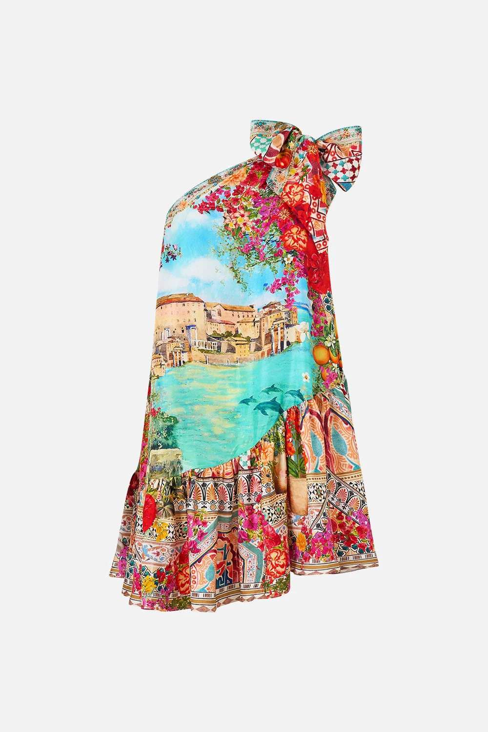 TIE ONE SHOULDER SHORT DRESS - 1