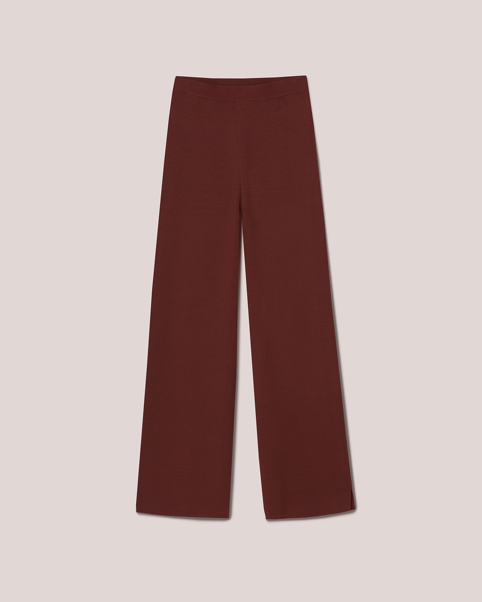 DOMINO - Compact viscose wide leg ankle split pants - Mahogany - 1