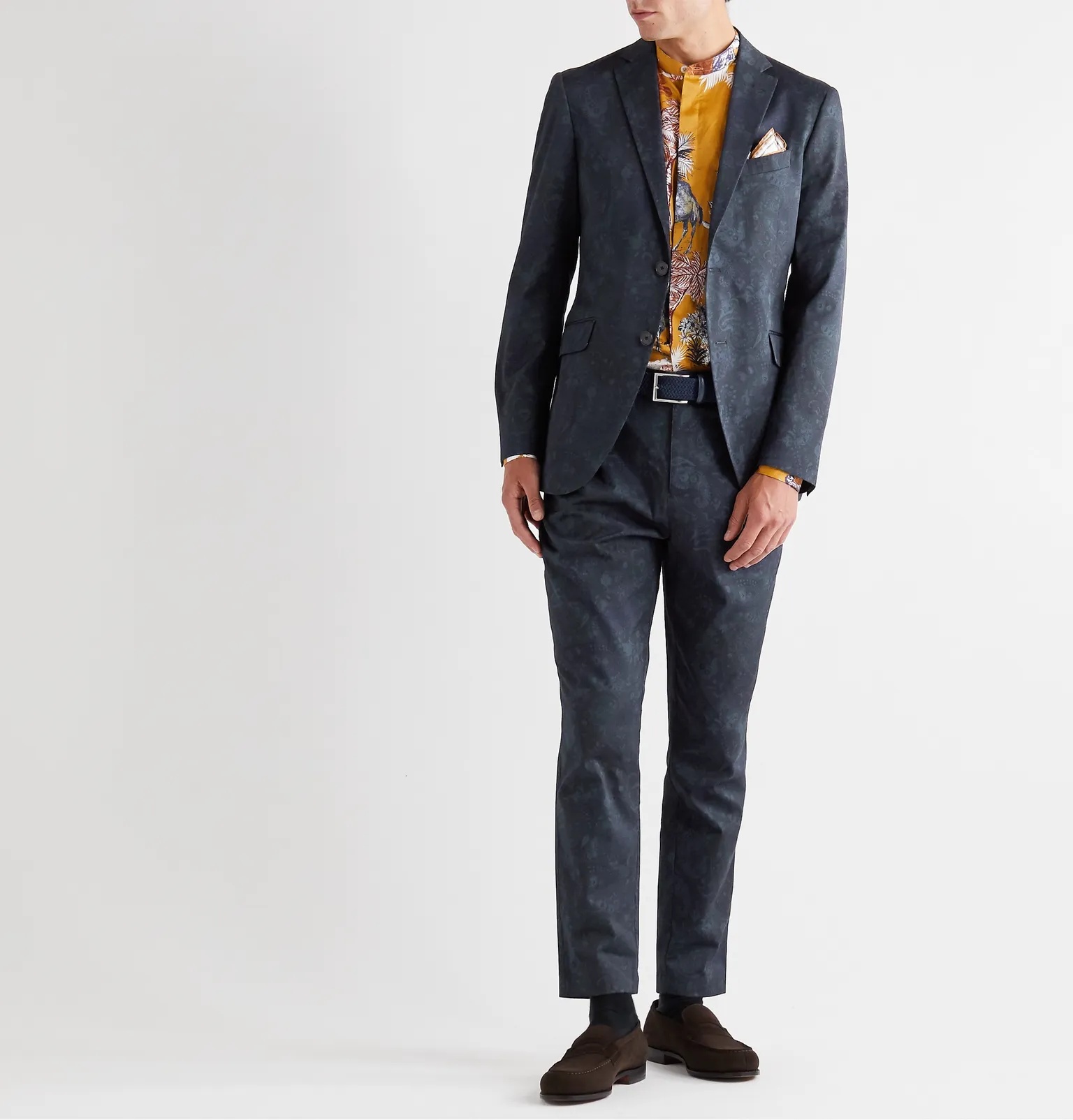 Slim-Fit Paisley-Print Stretch-Cotton Twill Suit Jacket - 8