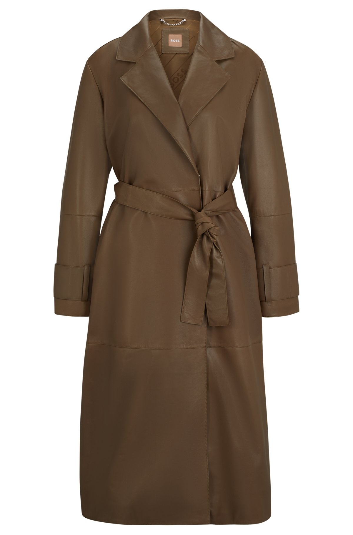 LONGLINE BELTED COAT IN NAPPA LEATHER - 1