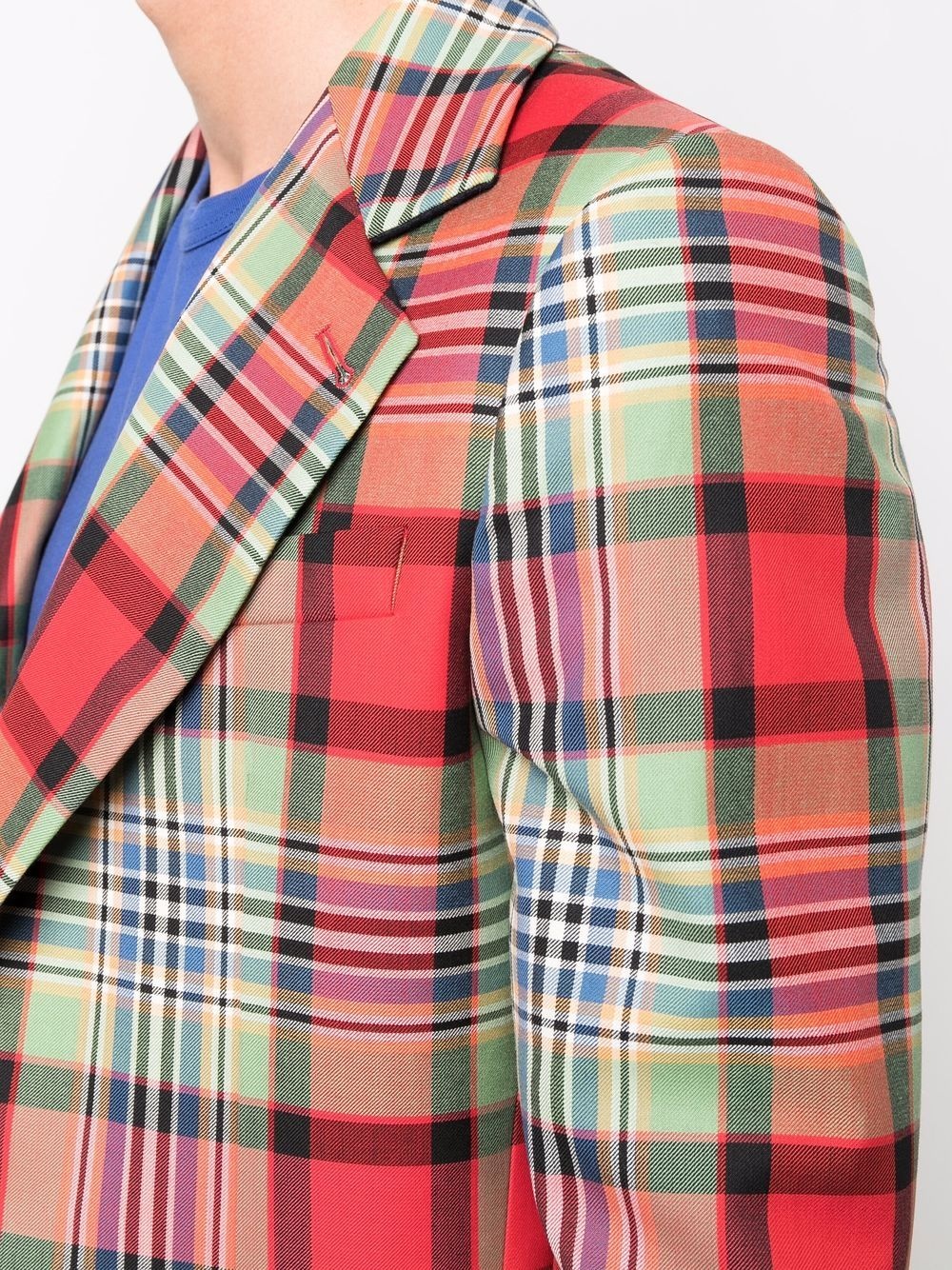 tartan single-breasted blazer - 5