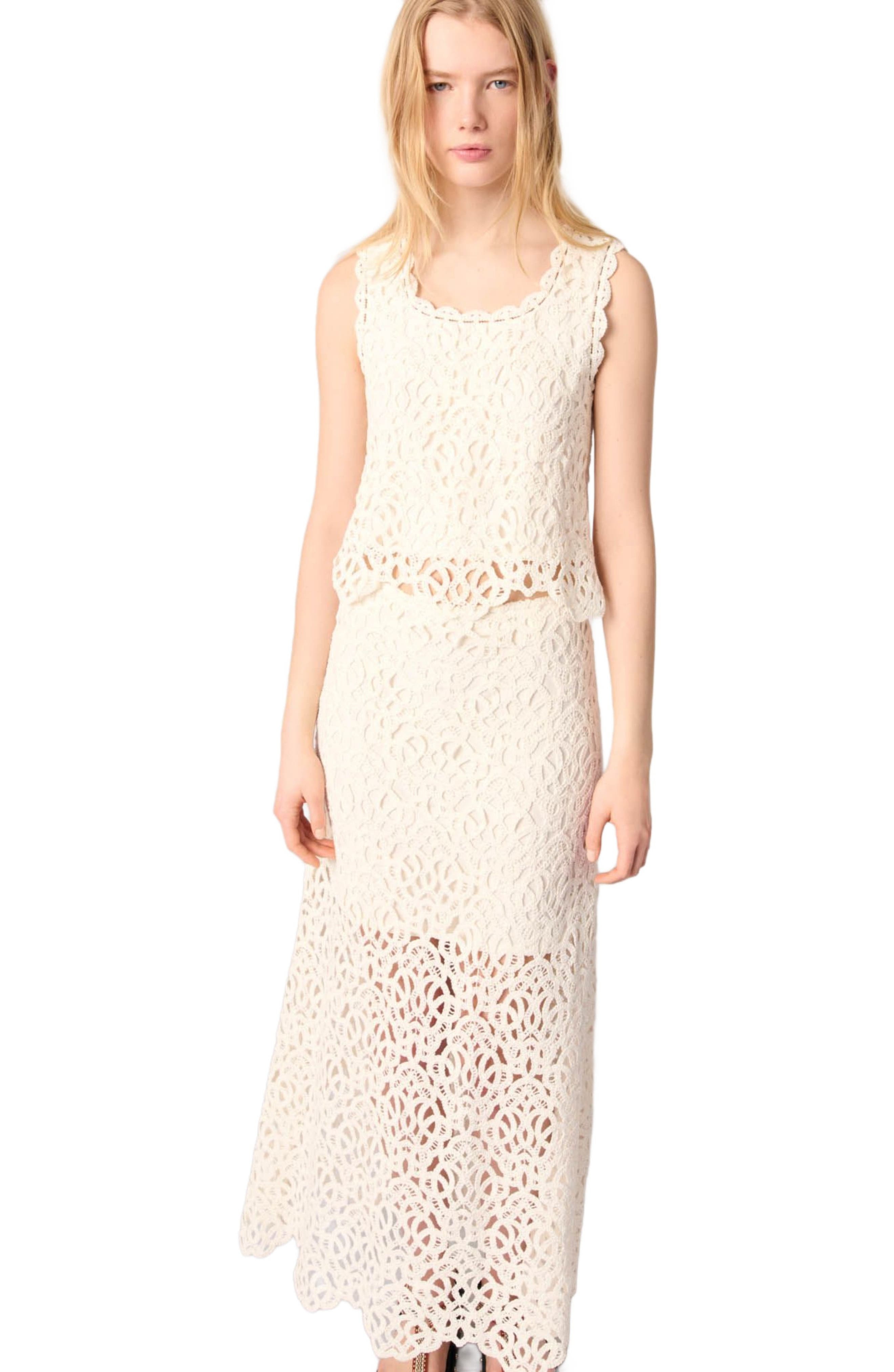 maje Long crochet skirt in Ecru at Nordstrom - 6