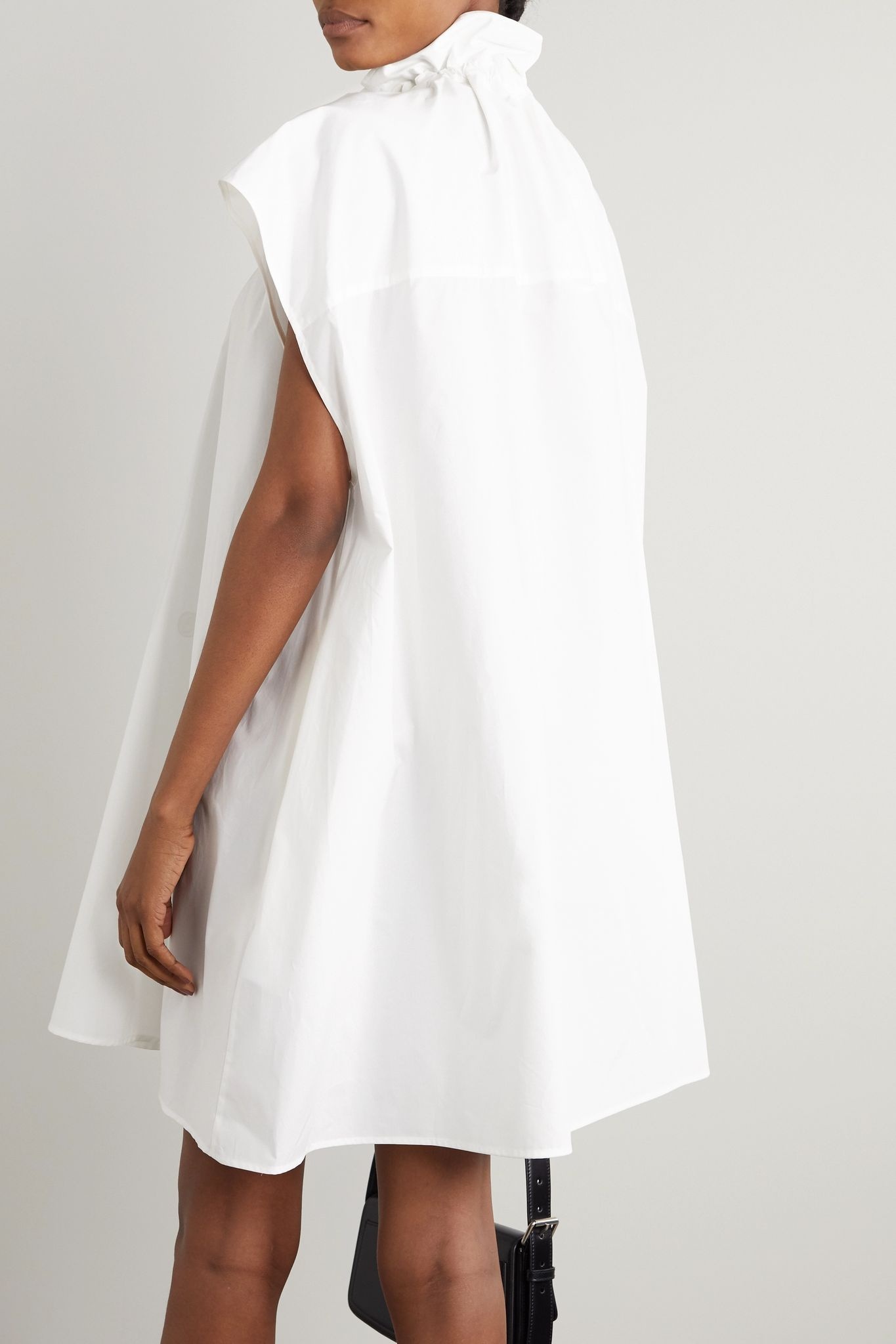 Oversized gathered cotton-poplin dress - 3