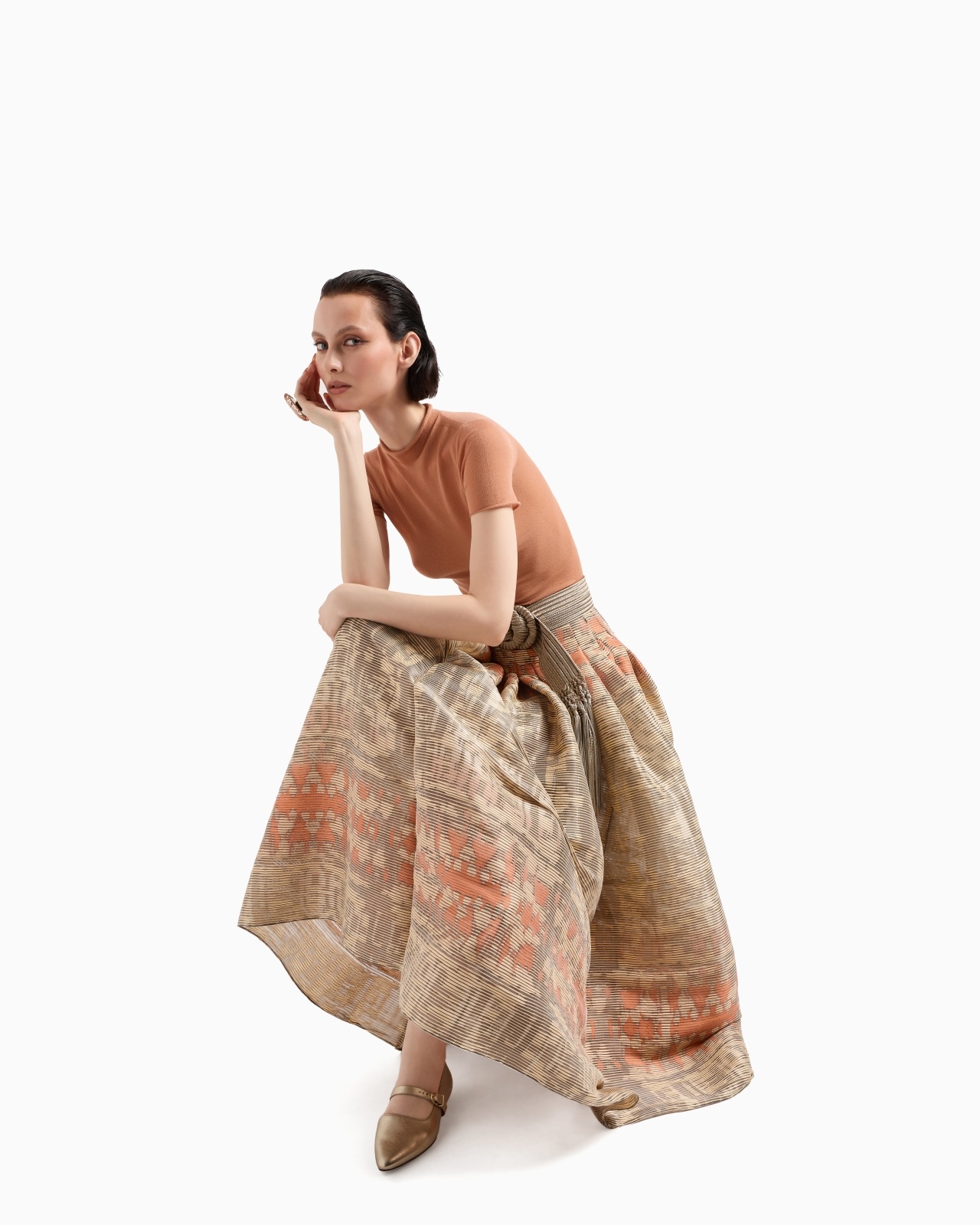 LONG SKIRT IN A SILK BLEND JACQUARD CANNETÉ - 6