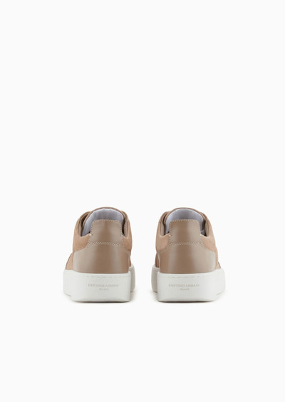 EMPORIO ARMANI Velour leather sneakers with side logo outlook