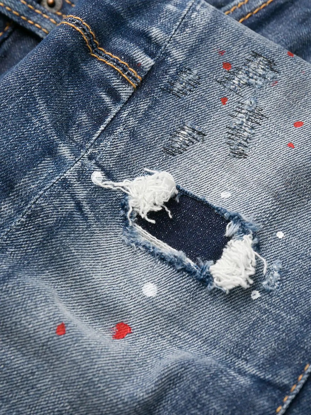 paint-splatter slim jeans - 7