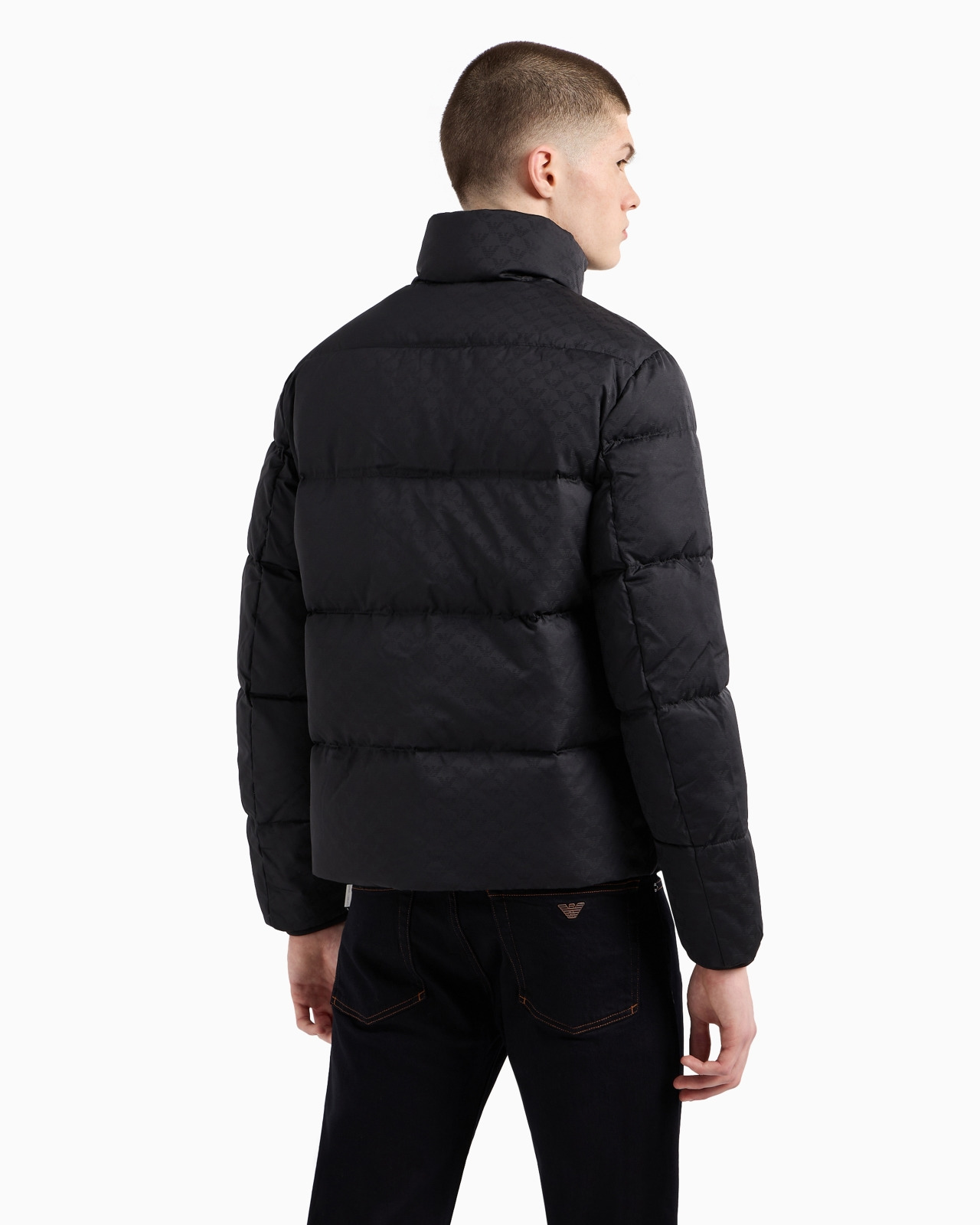 Quilted puffer jacket with all-over jacquard eagle - 3