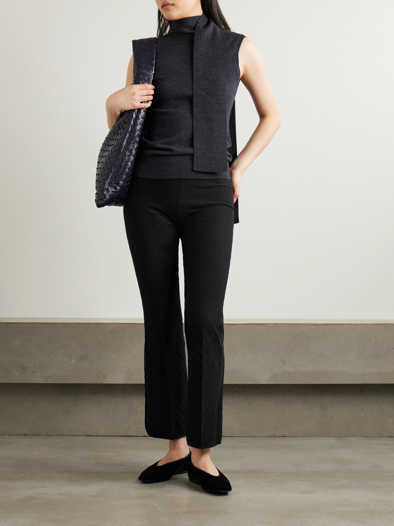 HIGH SPORT Kick It Cropped Cotton-blend Jacquard Flared Pants outlook