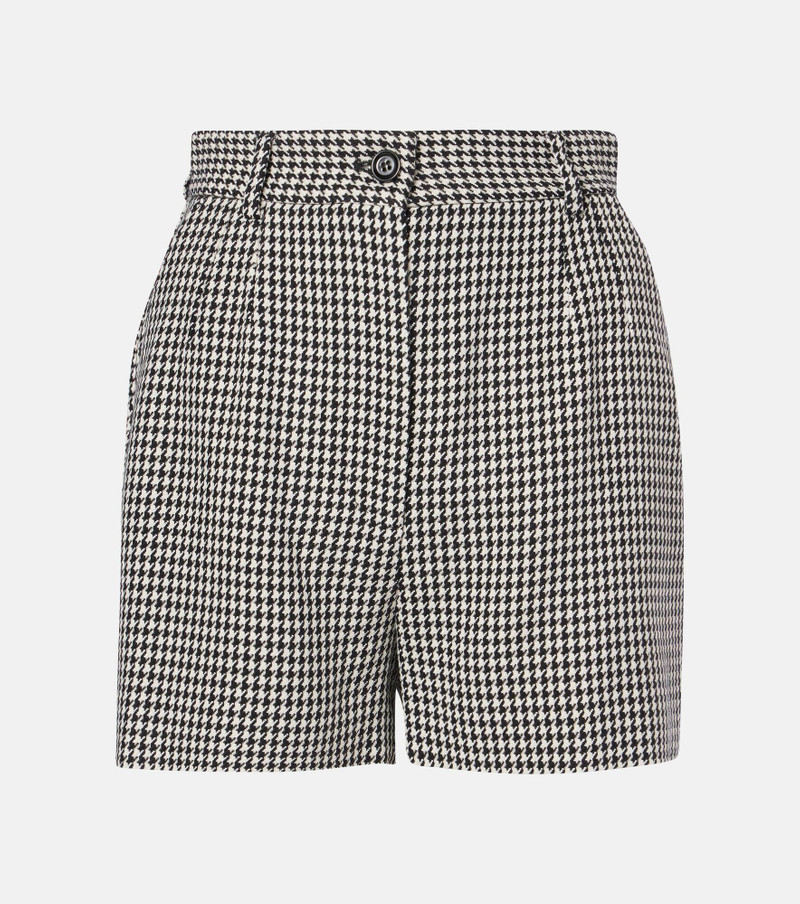 Houndstooth high-rise wool-blend shorts - 1