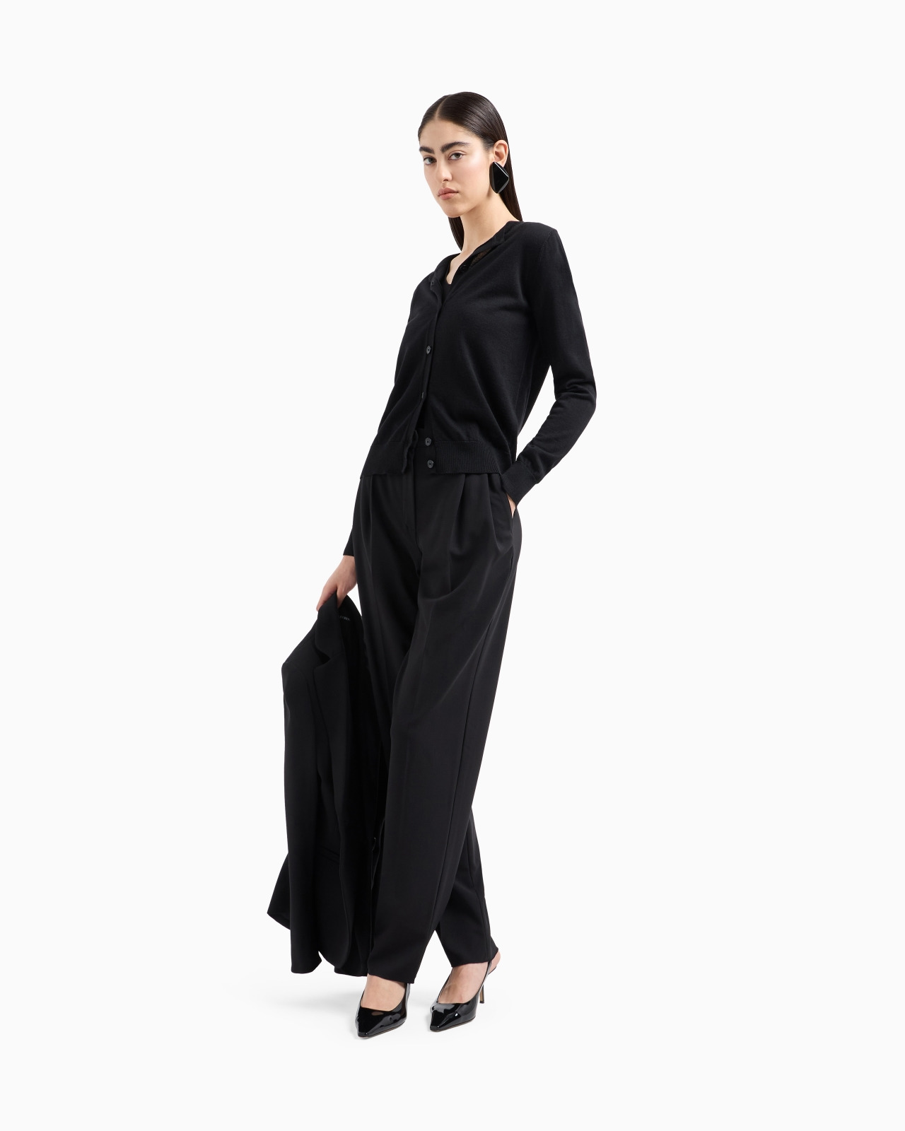 Cardigan in plain-knit, pure virgin wool - 2