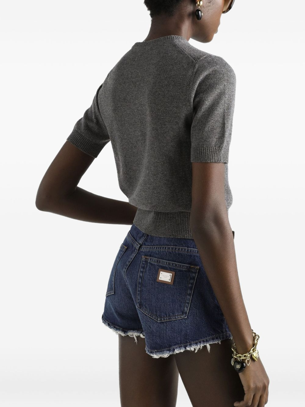 short-sleeve cashmere sweater - 3