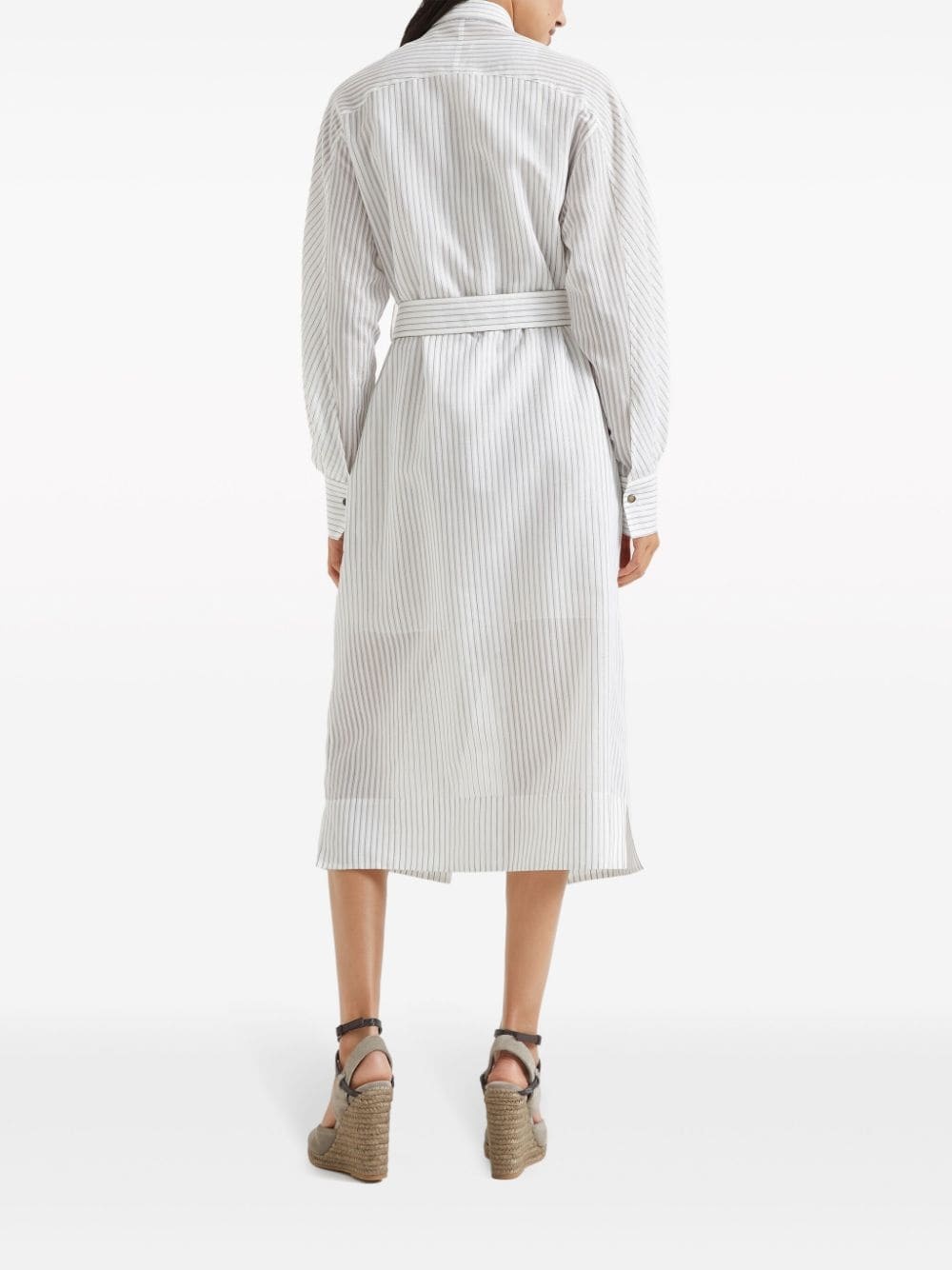 Brunello Cucinelli striped shirt midi dress | farfetch