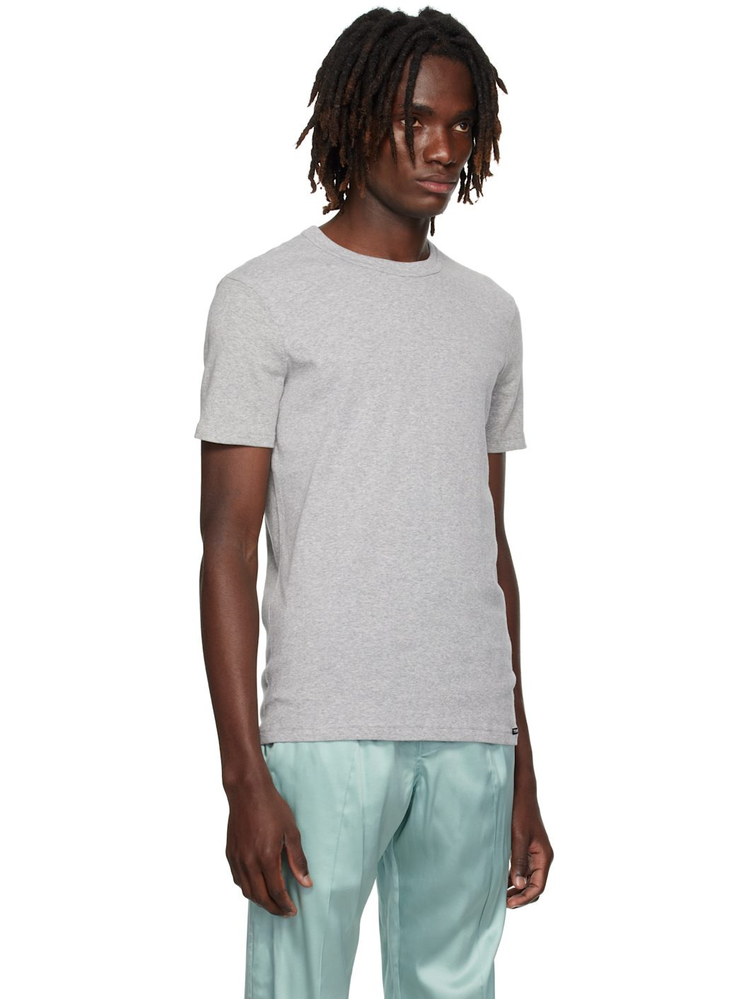 Gray Cotton Crewneck T-shirt - 2