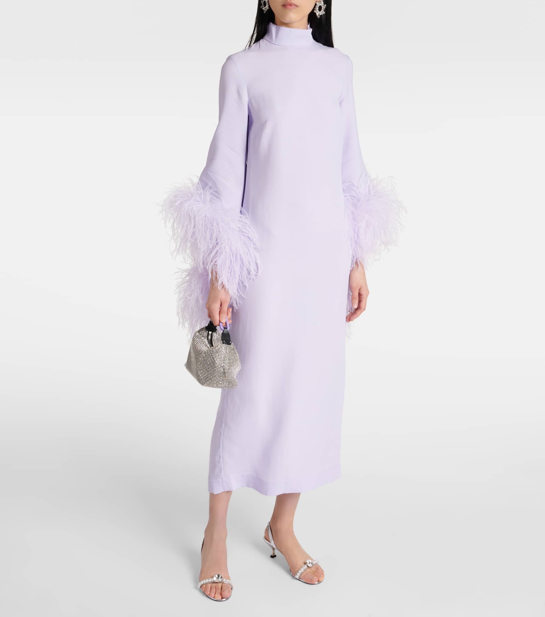 Del Rio feather-trimmed crêpe midi dress - 2