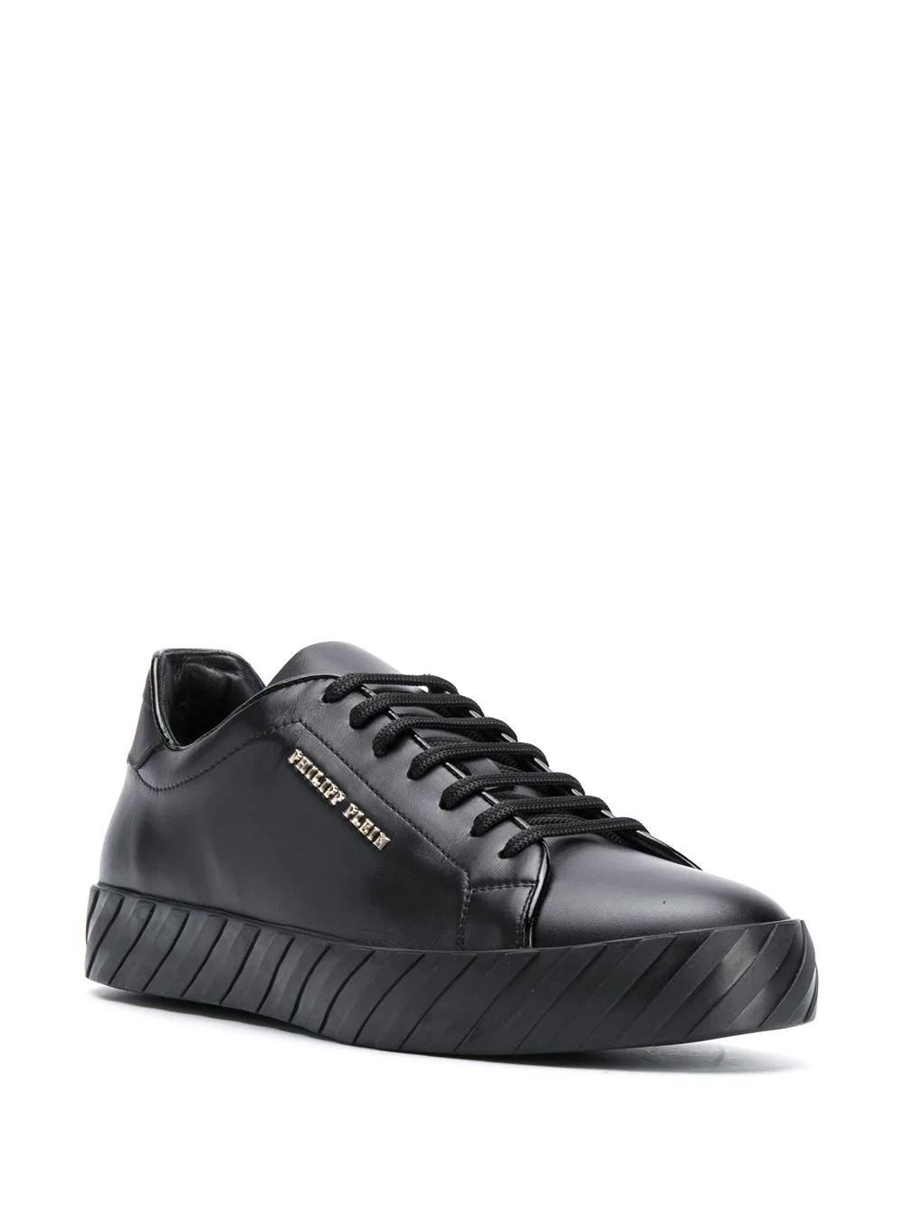 low-top leather sneakers - 2