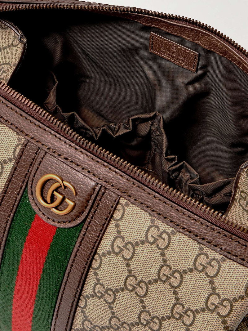 GUCCI Leather-Trimmed Monogrammed Coated-Canvas Wash Bag outlook