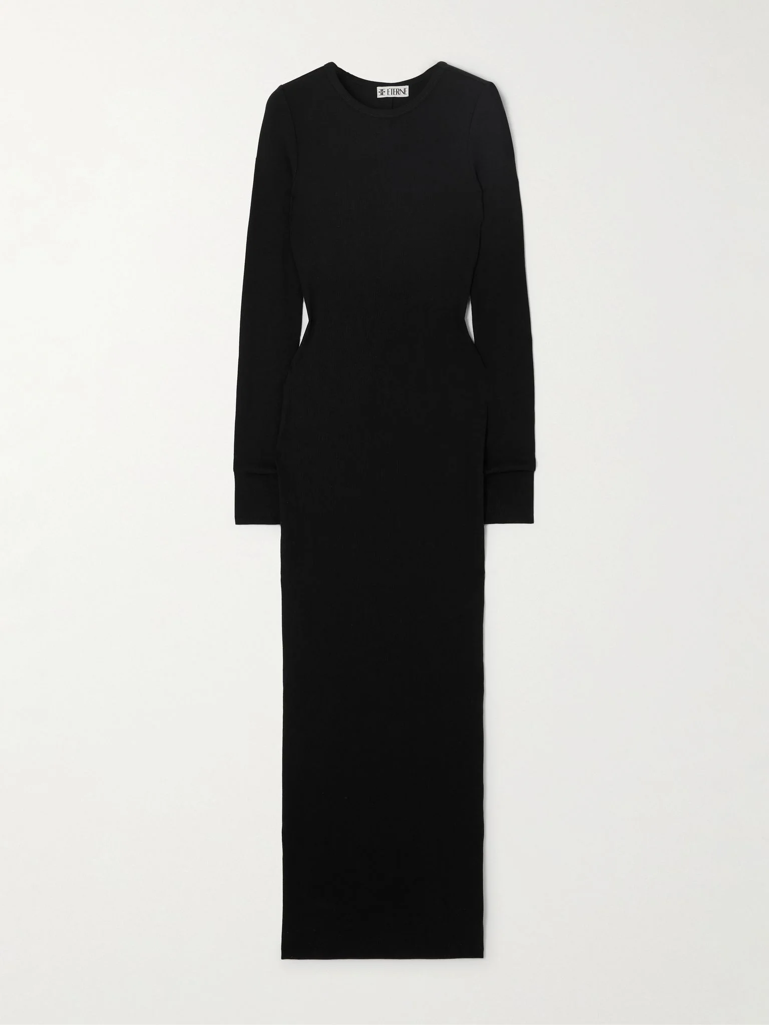 Ribbed stretch-jersey maxi dress Black - 1