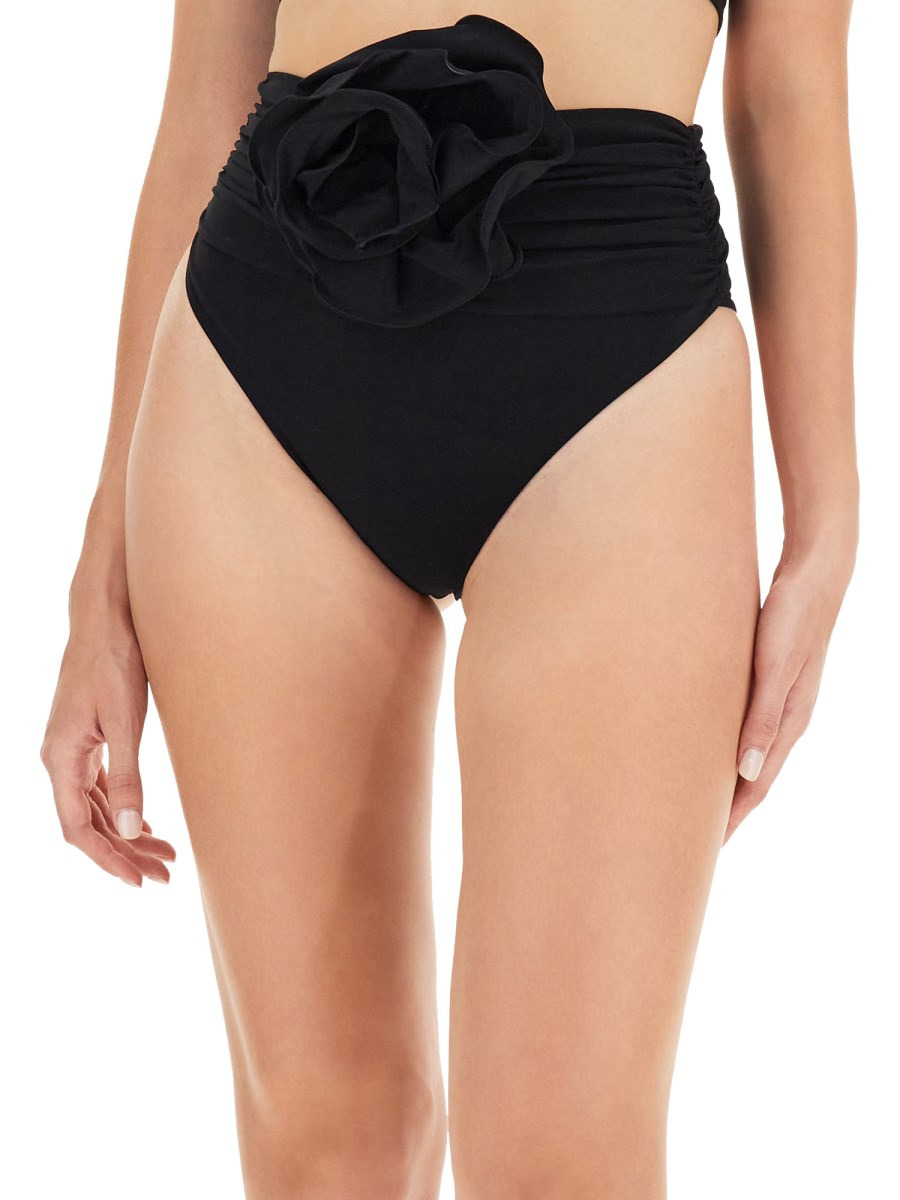 COSTUME DA BAGNO A VITA ALTA CON FIORI APPLICATI - 2