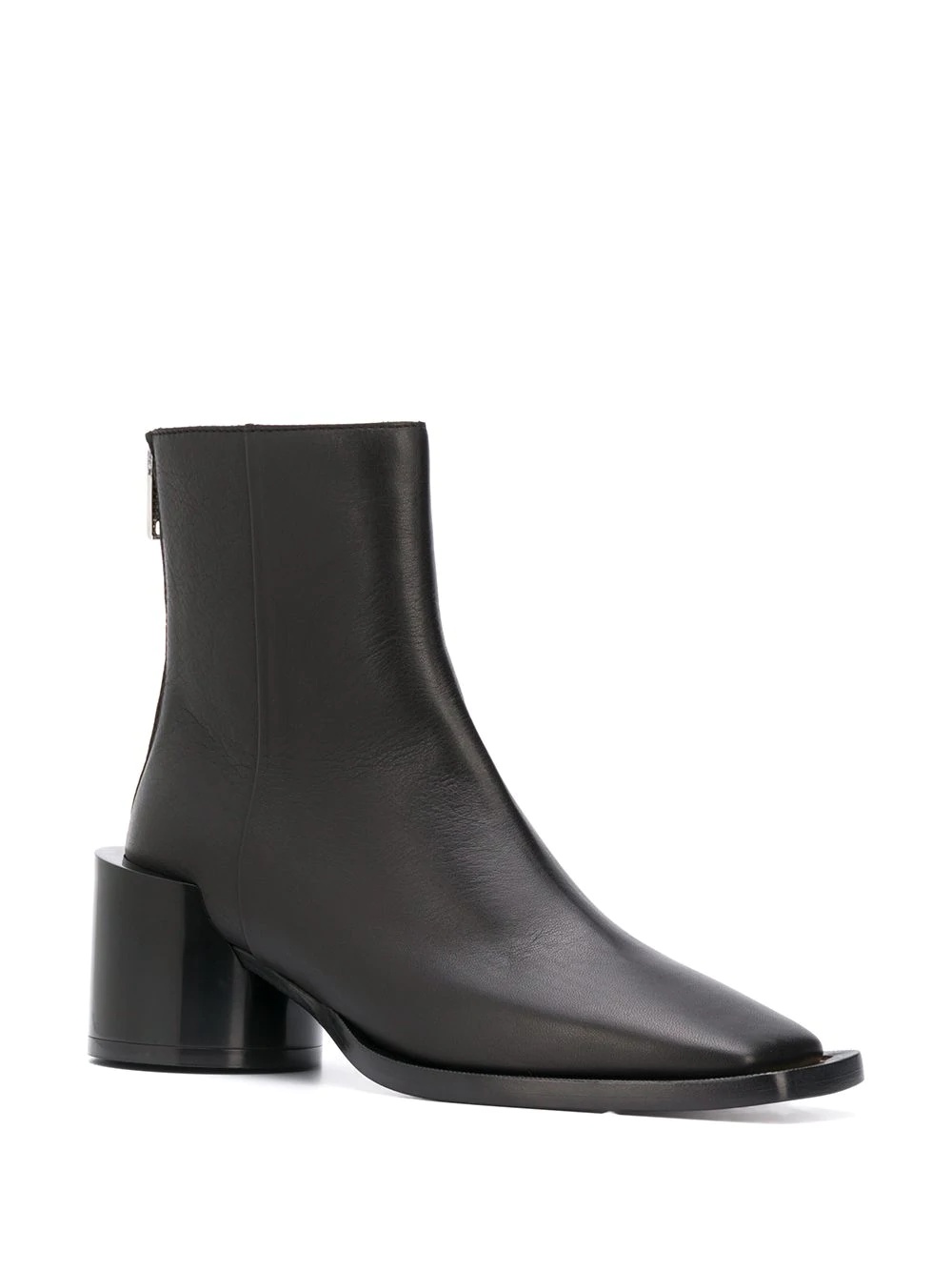 square-toe leather ankle boots - 2