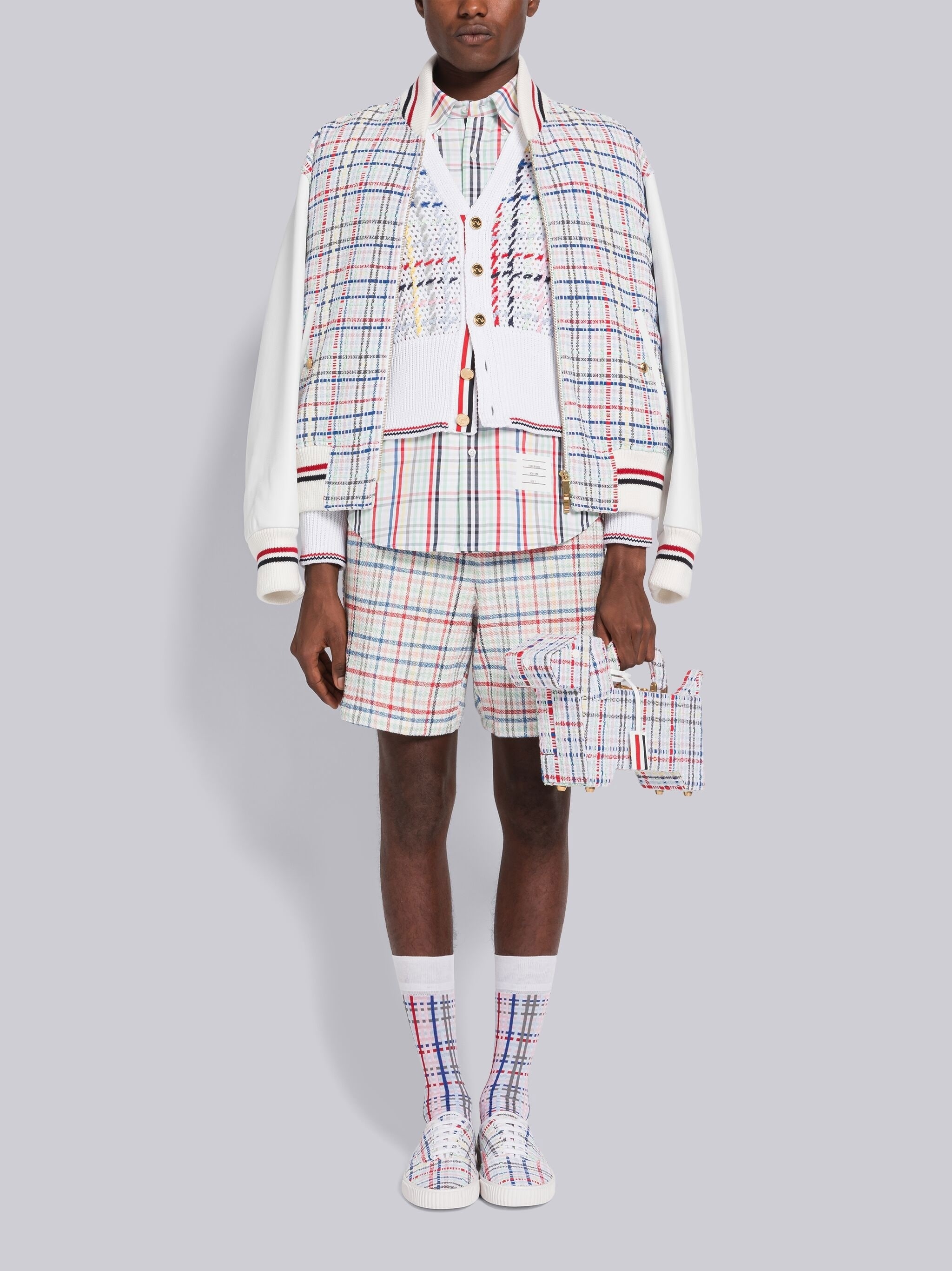 Multi Gingham Tweed Mid Thigh Summer Short - 4