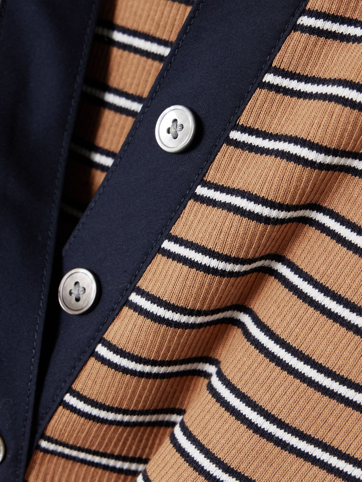 Kearney striped ribbed stretch-cotton polo shirt Brown - 5