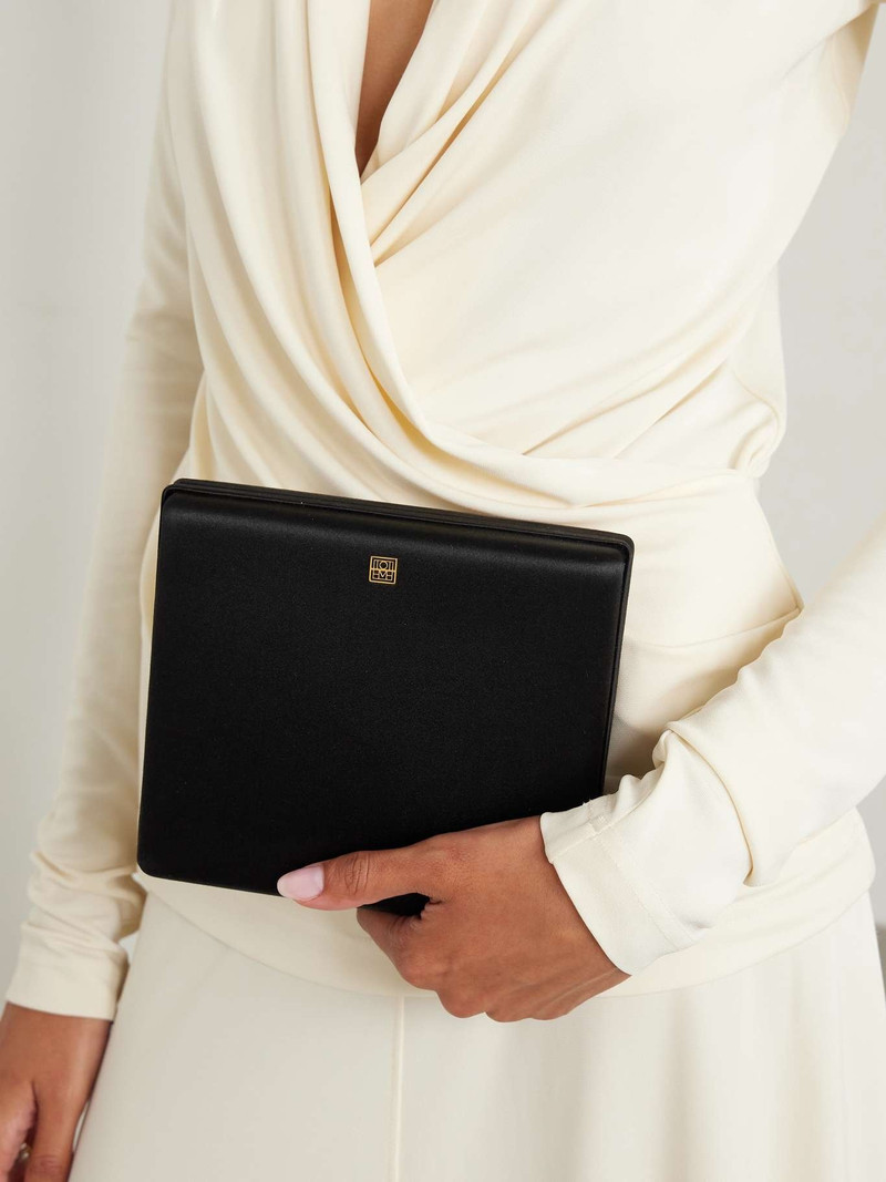 Totême Embellished satin clutch Black outlook